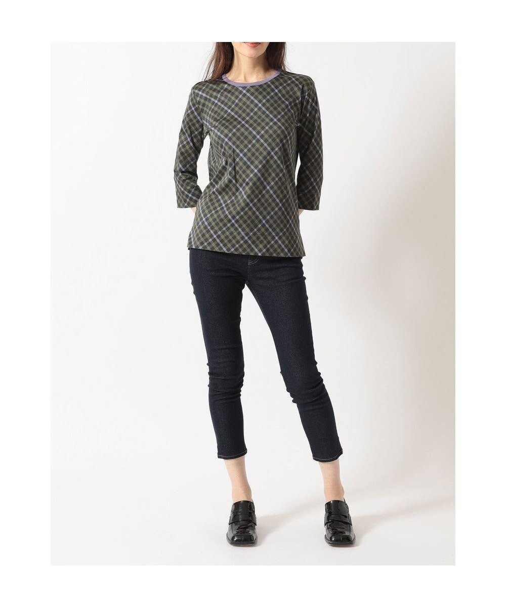 【ダックス/DAKS】のチェックプリント七分袖Tシャツ インテリア・キッズ・メンズ・レディースファッション・服の通販 founy(ファニー) ファッション Fashion レディースファッション Fashion for Women トップス・カットソー Cut & Sew Tops シャツ・ブラウス・オフィスカジュアル Elegant Blouses & Button-Ups ロングTシャツ・Tシャツ Longline T-Shirts & Tees カットソー・ベーシックTシャツ Cut-and-Sewn Tops / Stretch Tees & Basics なめらか Smooth, Silky Texture カットソー Cut and Sewn Top チェック Check, Plaid, Tartan バイアス Bias, Diagonal Cut プリント Print, Printed Pattern 夏 Summer 定番 Standard, Basic Item S/S・春夏 SS, Spring/Summer, Warm Season A/W・秋冬 Autumn/Winter 透かし Cut-Out, Lacework グリーン|ID: prp329100004840412 ipo3291000000035271126
