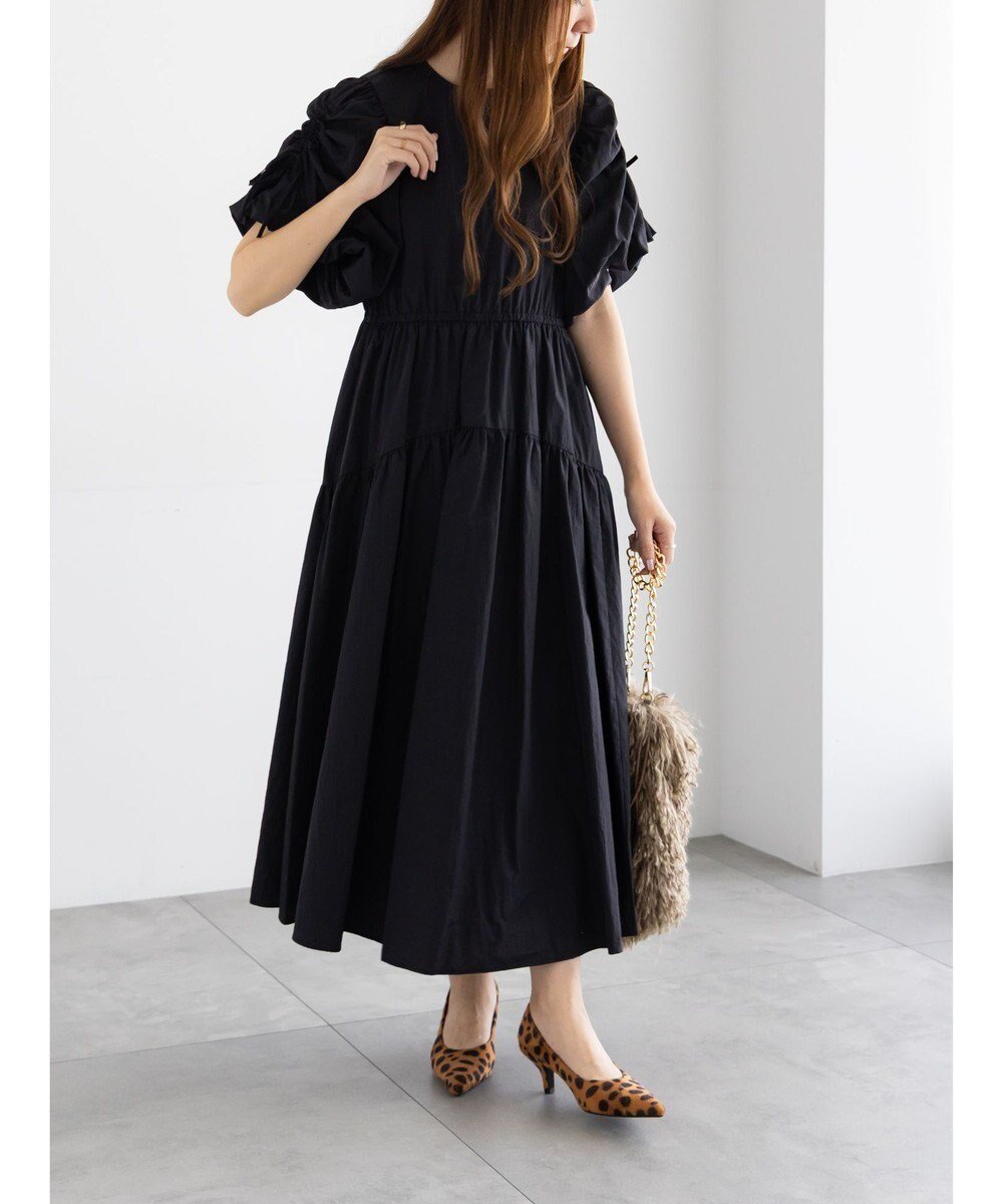 【テチチ/Te chichi】のスリーブリボンロングワンピース インテリア・キッズ・メンズ・レディースファッション・服の通販 founy(ファニー) 　ファッション　Fashion　レディースファッション　Fashion for Women　ワンピース　Dresses　ギャザー　Gathered, Ruffled　ロング　Long, Long-Length　夏　Summer　S/S・春夏　SS, Spring/Summer, Warm Season　A/W・秋冬　Autumn/Winter　ブラック|ID: prp329100004840424 ipo3291000000035271159