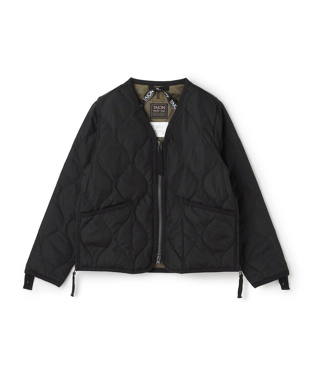 【アンフィーロ/UNFILO / KIDS】の【120-150cm】TAION ミリタリーZIP Vネック ダウンジャケット(UNISEX) インテリア・キッズ・メンズ・レディースファッション・服の通販 founy(ファニー) 　ファッション　Fashion　キッズファッション　Fashion for Kids　アウター　Coat Outerwear /Kids　インナー　Innerwear　ウォッシャブル　Machine Washable　キルト　Quilt, Quilted Fabric　コラボ　Collaboration, Collab　コンパクト　Compact, Small Size　ジャケット　Jacket, Outerwear　スカーフ　Scarf, Neckwear　スリット　Slit, Slit Detail　タンブラー　Tumbler, Travel Mug　ダウン　Down, Puffer　人気　Popular, Best Seller　ハンカチ　Handkerchief, Hanky　パッチ　Patch, Appliqué　ベスト　Vest, Waistcoat　ベーシック　Basic, Essential　ポケット　Pocket, Pocket Detail　マフラー　Scarf, Muffler　ミリタリー　Military, Army Style　ユニセックス　Unisex, Genderless　リップ　Lip, Lip Motif　A/W・秋冬　Autumn/Winter　ブラック|ID: prp329100004840653 ipo3291000000035788249