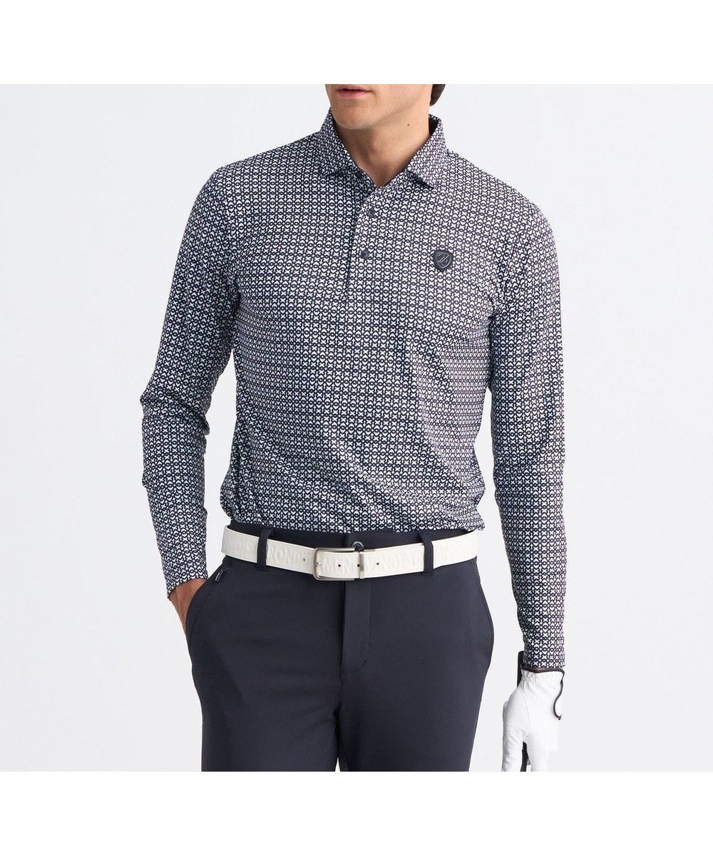 【23区 ゴルフ/23区GOLF / MEN】の【MEN】モノグラム総柄長袖ポロシャツ インテリア・キッズ・メンズ・レディースファッション・服の通販 founy(ファニー) ファッション Fashion メンズファッション Fashion for Men トップス・カットソー Cut & Sew Tops メンズシャツ Shirts ポロシャツ / きれいめカジュアルスタイル Polo Shirts 春 Spring 秋 Autumn コンパクト Compact, Small Size シンプル Simple, Minimal ストレッチ Stretch, Stretchy Fabric スリム Slim, Slim Fit 長袖 Long Sleeve, Full Sleeve フィット Fit, Slim Fit フラット Flat, Flat Shoes ベスト Vest, Waistcoat ポロシャツ Polo Shirt, Collared Tee A/W・秋冬 Autumn/Winter S/S・春夏 SS, Spring/Summer, Warm Season 夏 Summer エレガント 上品 Elegant ネイビー系5|ID: prp329100004840737 ipo3291000000035634711