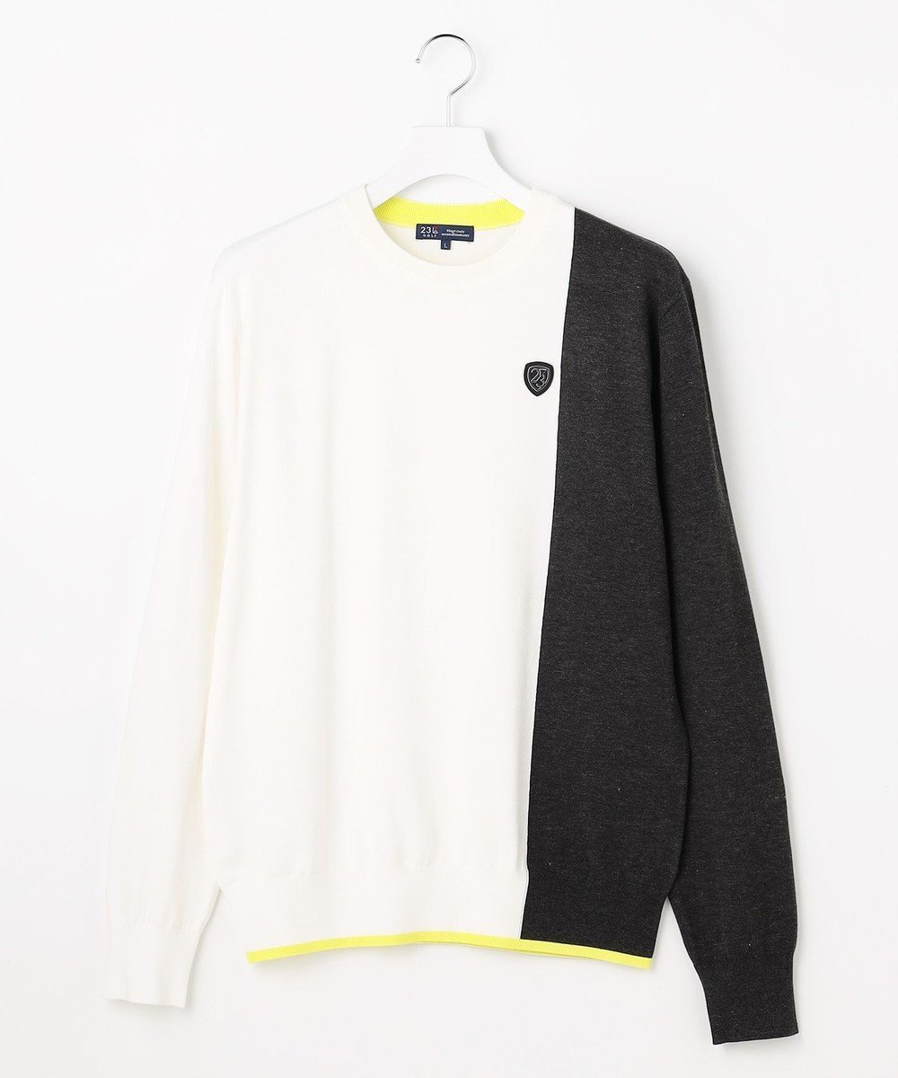 【23区 ゴルフ/23区GOLF / MEN】の【MEN】カラーブロックニット インテリア・キッズ・メンズ・レディースファッション・服の通販 founy(ファニー) 　ファッション　Fashion　メンズファッション　Fashion for Men　トップス・カットソー　Cut & Sew Tops　ニット・セーター / 定番トップス　Knit Tops & Sweaters　インナー　Innerwear　ゴルフ　Golf　シンプル　Simple, Minimal　ストレッチ　Stretch, Stretchy Fabric　スポーティ　Sporty, Casual Athletic　セーター　Sweater, Knitwear　ブロック　Block, Solid Block Pattern　秋　Autumn　A/W・秋冬　Autumn/Winter　ホワイト系|ID: prp329100004840755 ipo3291000000035449382