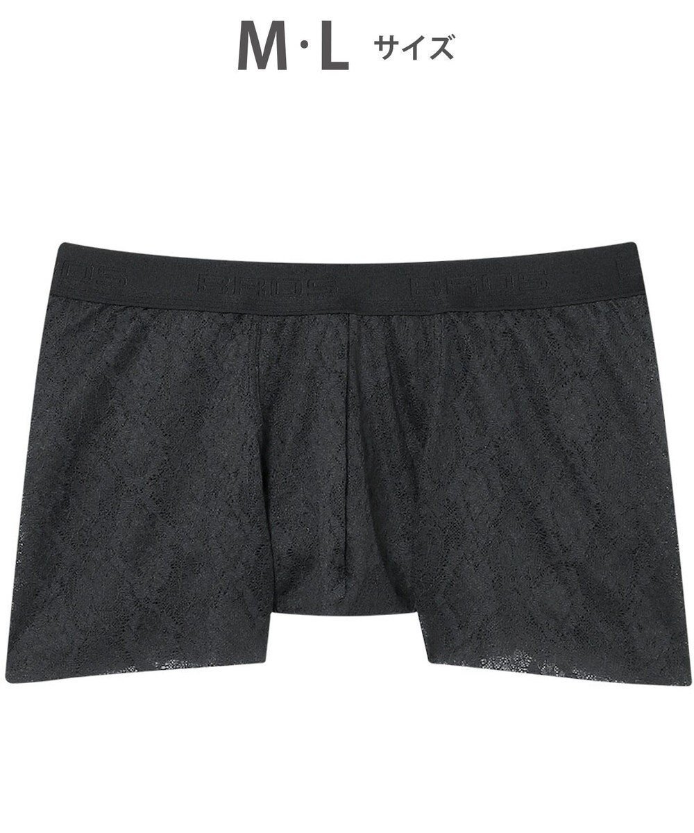 【ワコール/Wacoal / MEN】のボクサーパンツ【レースボクサー】フロント快適グラマラス 通気性 フリーなカッティング(裾部分) 前閉じ レース 下着 GT3341 /ブロス バイ ワコールメン インテリア・キッズ・メンズ・レディースファッション・服の通販 founy(ファニー) 　ファッション　Fashion　メンズファッション　Fashion for Men　ボトムス　Bottoms　アンダー　Underwear Essentials　カッティング　Cutting Detail　ストレッチ　Stretch, Stretchy Fabric　フロント　Front, Front Design　リーフ　Leaf, Botanical Leaf　レース　Lace, Lace Fabric　ブラック|ID: prp329100004840758 ipo3291000000035277068
