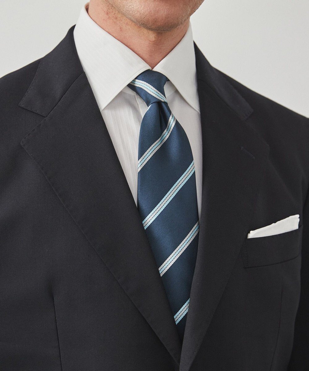 【五大陸/gotairiku / MEN】のGOTAIRIKU別注【日本製】シルク ネクタイ_ストライプ インテリア・キッズ・メンズ・レディースファッション・服の通販 founy(ファニー) 　ファッション　Fashion　メンズファッション　Fashion for Men　シルク　Silk, 100% Silk　シンプル　Simple, Minimal　ストライプ　Stripe, Striped Pattern　スーツ　Suit, Formalwear　別注　Limited Edition, Custom Order　モダン　Modern, Contemporary　日本製　Made In Japan　サックスブルー系1|ID: prp329100004840766 ipo3291000000035788561