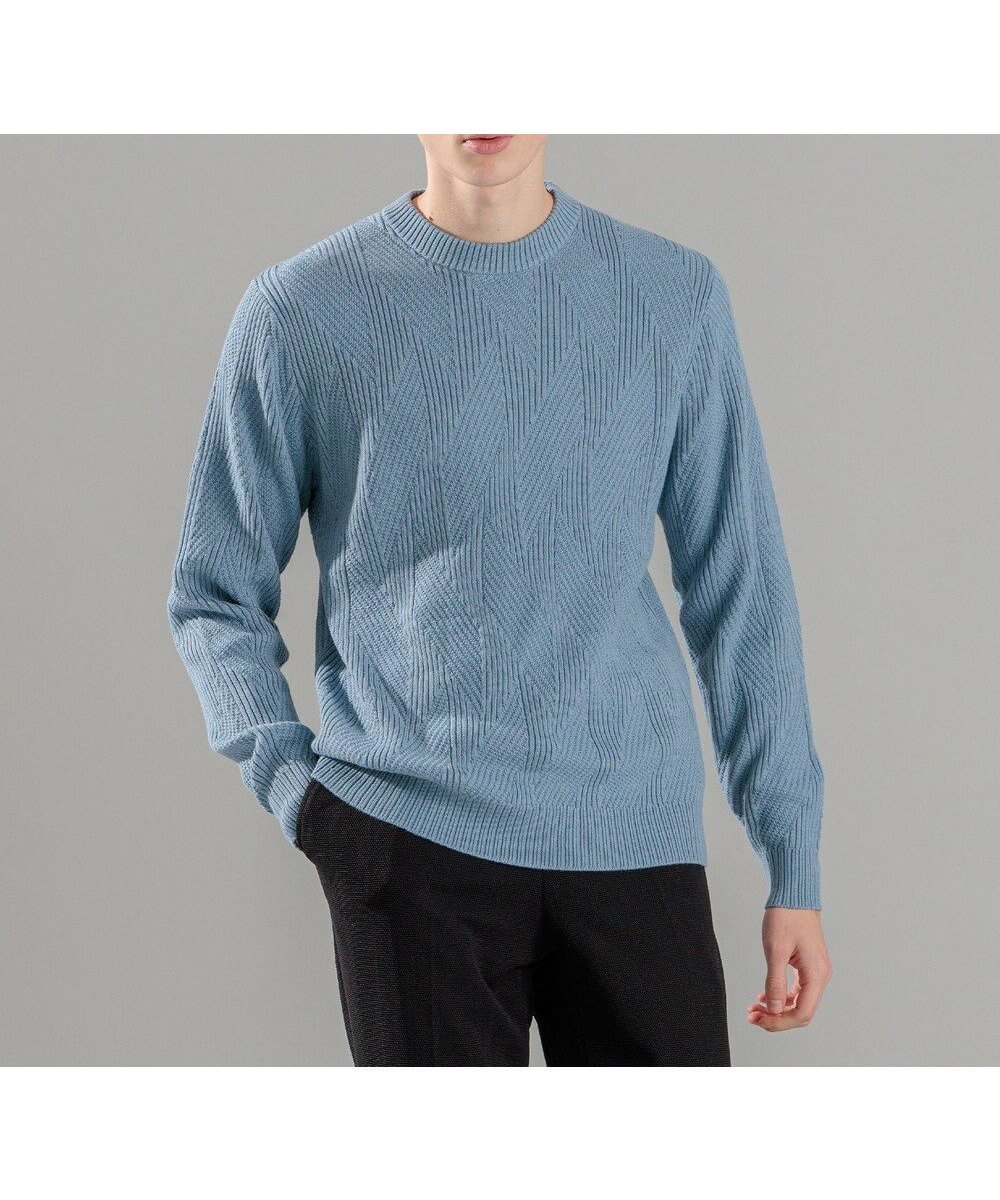 【ジョゼフ オム/JOSEPH HOMME / MEN】の新柄【洗える】シルクバルキー クルーネックニット インテリア・キッズ・メンズ・レディースファッション・服の通販 founy(ファニー) 　ファッション　Fashion　メンズファッション　Fashion for Men　トップス・カットソー　Cut & Sew Tops　ニット・セーター / 定番トップス　Knit Tops & Sweaters　アクリル　Acrylic Material　インナー　Innerwear　シルク　Silk, 100% Silk　シンプル　Simple, Minimal　ジャケット　Jacket, Outerwear　スウェット / スエット　Sweatshirt, Sweatwear　セーター　Sweater, Knitwear　フィット　Fit, Slim Fit　メランジ　Melange, Mixed Yarn　レギュラー　Regular, Standard Fit　夏　Summer　春　Spring　S/S・春夏　SS, Spring/Summer, Warm Season　洗える　Machine Washable　畦　Ribbed Knit　長袖　Long Sleeve, Full Sleeve　スカイブルー系|ID: prp329100004840779 ipo3291000000035842501