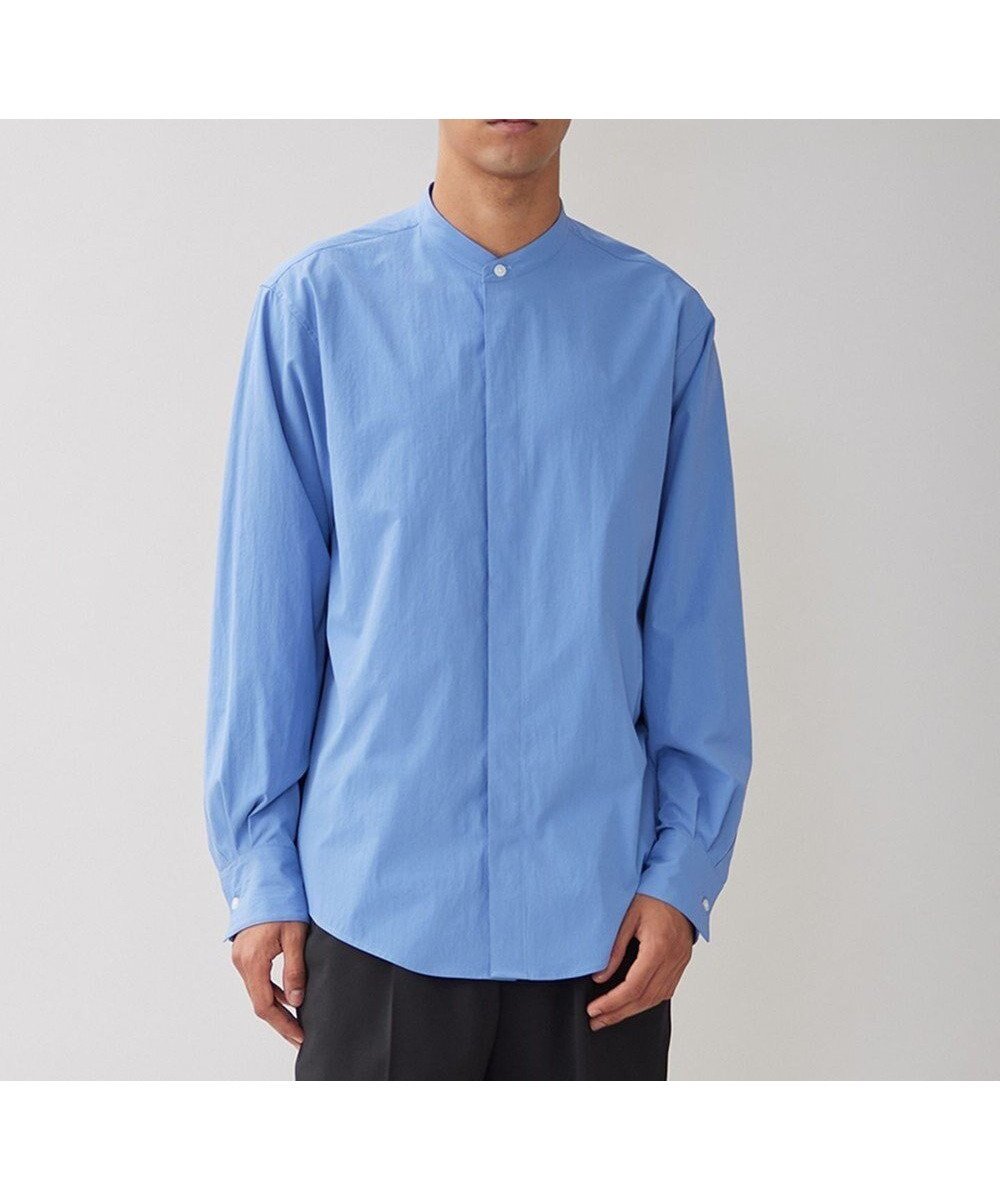 【アンフィーロ/UNFILO / MEN】のコンフォート バンドカラーシャツ 24年秋冬商品 インテリア・キッズ・メンズ・レディースファッション・服の通販 founy(ファニー) 　ファッション　Fashion　メンズファッション　Fashion for Men　トップス・カットソー　Cut & Sew Tops　メンズシャツ　Shirts　クラシック　Classic, Timeless Style　吸水　Absorbent, Quick-Dry　軽量　Lightweight, Ultra Light　ストレッチ　Stretch, Stretchy Fabric　スラックス　Slacks, Dress Pants　トレンド　Trend, Trending Now　A/W・秋冬　Autumn/Winter　スモーキー ブルー|ID: prp329100004840795 ipo3291000000035767457