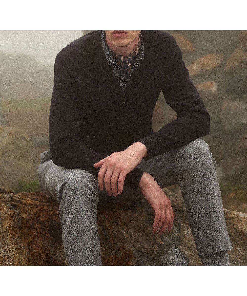 【ジョセフ アブード/JOSEPH ABBOUD / MEN】の【チクチクしない/洗える/3シーズン対応】SNOWYボーダー ニットブルゾン インテリア・キッズ・メンズ・レディースファッション・服の通販 founy(ファニー) 　ファッション　Fashion　メンズファッション　Fashion for Men　トップス・カットソー　Cut & Sew Tops　ニット・セーター / 定番トップス　Knit Tops & Sweaters　カーディガン / 羽織り　Cardigans　春　Spring　洗える　Machine Washable　秋　Autumn　カーディガン　Cardigan, Knitwear　ストレッチ　Stretch, Stretchy Fabric　ブルゾン　Blouson, Bomber Jacket　ボーダー　Border, Stripe　冬　Winter / This Winter　A/W・秋冬　Autumn/Winter　ネイビー系|ID: prp329100004840808 ipo3291000000035277701