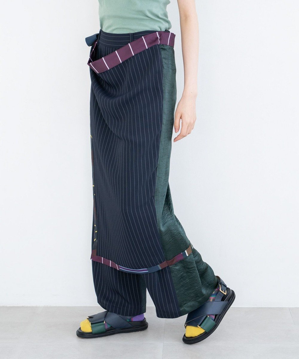 【コキュウ/COQ】のMULTI WAY SAILER ラップスカート付きパンツ インテリア・キッズ・メンズ・レディースファッション・服の通販 founy(ファニー) 　ファッション　Fashion　レディースファッション　Fashion for Women　スカート　Skirts　ヴィンテージ　Vintage Style　洗える　Machine Washable　スカーフ　Scarf, Neckwear　プリント　Print, Printed Pattern　ボトム　Bottoms, Lower Wear　ラップ　Wrap, Wrap Design　ループ　Loop, Loop Knit　ワイド　Wide, Wide Fit　A/W・秋冬　Autumn/Winter　ネイビー|ID: prp329100004840819 ipo3291000000035634938