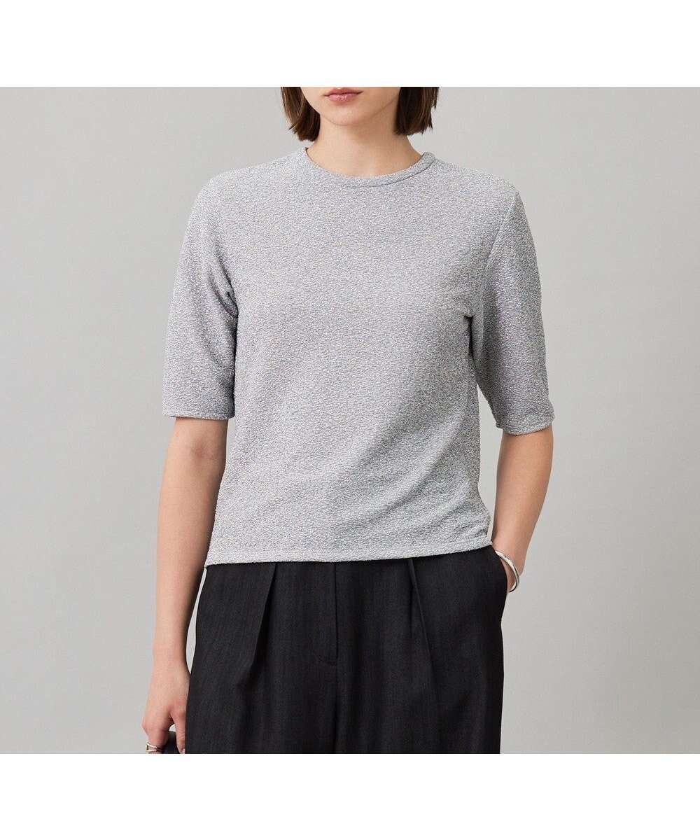 【アイシービー/iCB】の【洗える】シャイニーラメジャガード カットソー インテリア・キッズ・メンズ・レディースファッション・服の通販 founy(ファニー) 　ファッション　Fashion　レディースファッション　Fashion for Women　トップス・カットソー　Cut & Sew Tops　シャツ・ブラウス・オフィスカジュアル　Elegant Blouses & Button-Ups　ロングTシャツ・Tシャツ　Longline T-Shirts & Tees　カットソー・ベーシックTシャツ　Cut-and-Sewn Tops / Stretch Tees & Basics　洗える　Machine Washable　カットソー　Cut and Sewn Top　クロップド　Cropped, Short Length　シャイニー　Shiny, Glossy Finish　シンプル　Simple, Minimal　ボトム　Bottoms, Lower Wear　ワイド　Wide, Wide Fit　A/W・秋冬　Autumn/Winter　2025年　2025　2025-2026秋冬・A/W　Autumn/Winter 2025–26 AW25–26　シルバー系|ID: prp329100004840878 ipo3291000000036150595