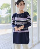 【ティアクラッセ/Tiaclasse】の【洗える】マルチボーダーニットチュニック ネイビー|ID: prp329100004840931 ipo3291000000035729236