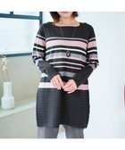 【ティアクラッセ/Tiaclasse】の【洗える】マルチボーダーニットチュニック チャコールグレー|ID: prp329100004840931 ipo3291000000035729246