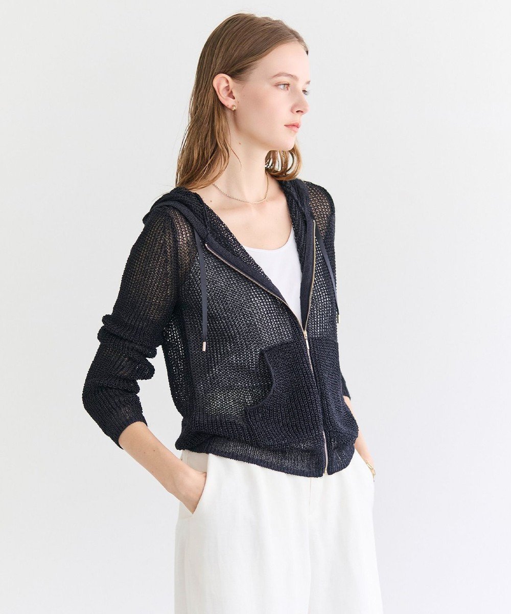 【ベイジ,/BEIGE,】のOPTICAL / ペーパーヤーンフーディージップニット インテリア・キッズ・メンズ・レディースファッション・服の通販 founy(ファニー) 　ファッション　Fashion　レディースファッション　Fashion for Women　トップス・カットソー　Cut & Sew Tops　ニット　Knit Tops & Sweaters　レディースパーカー・カジュアルフーディー　Casual Hoodies & Sweatshirts　インナー　Innerwear　春　Spring　キャミソール　Camisole, Spaghetti Strap Top　軽量　Lightweight, Ultra Light　ジップ　Zip, Zipper　タンク　Tank Top, Sleeveless Top　人気　Popular, Best Seller　パーカー　Hoodie, Parka　S/S・春夏　SS, Spring/Summer, Warm Season　夏　Summer　旅行　Travel　エレガント 上品　Elegant　ビジネス 仕事 通勤　Business / Work / Commuting　Navy|ID: prp329100004840937 ipo3291000000036298762