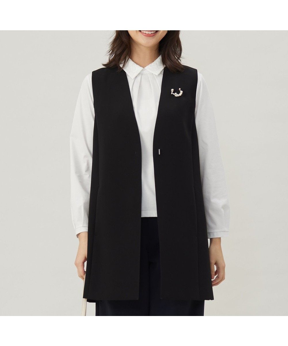 【ジェイ プレス/J.PRESS】の【セットアップ対応・洗える】セラテリーダブルクロス ジレ インテリア・キッズ・メンズ・レディースファッション・服の通販 founy(ファニー) 　ファッション　Fashion　レディースファッション　Fashion for Women　アウター　Coat / Outerwear Collection　レディースジャケット・軽アウター　Jackets　インナー　Innerwear　洗える　Machine Washable　ジャケット　Jacket, Outerwear　ストレッチ　Stretch, Stretchy Fabric　スリット　Slit, Slit Detail　セットアップ　Set-Up, Coordinated Outfit　トレンド　Trend, Trending Now　パウダー　Powder, Soft Tone　ポケット　Pocket, Pocket Detail　ロング　Long, Long-Length　A/W・秋冬　Autumn/Winter　エレガント 上品　Elegant　ビジネス 仕事 通勤　Business / Work / Commuting　ブラック系|ID: prp329100004840947 ipo3291000000035599280