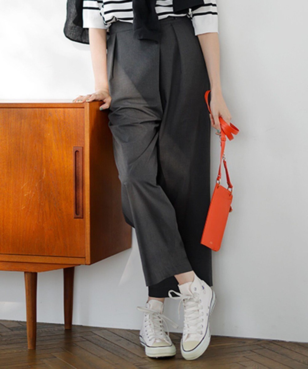 【ジェイ プレス/J.PRESS】の【洗える】ストレッチタイプライター ラップディテール ワイド パンツ インテリア・キッズ・メンズ・レディースファッション・服の通販 founy(ファニー) 　ファッション　Fashion　レディースファッション　Fashion for Women　パンツ　Pants & Trousers　洗える　Machine Washable　ストレッチ　Stretch, Stretchy Fabric　タイプライター　Typewriter Fabric, Crisp Cotton　トレンド　Trend, Trending Now　ラップ　Wrap, Wrap Design　ワイド　Wide, Wide Fit　A/W・秋冬　Autumn/Winter　おすすめ　Recommended / Our Picks　エレガント 上品　Elegant　チャコール系|ID: prp329100004841079 ipo3291000000035670031