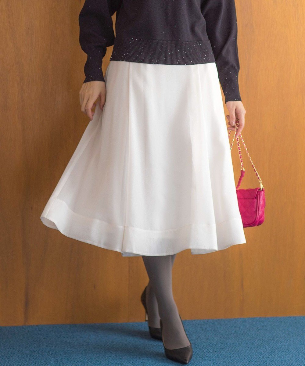 【組曲/KUMIKYOKU】のシャイニーオーガン フレアスカート 人気、トレンドファッション・服の通販 founy(ファニー) 　ファッション　Fashion　レディースファッション　Fashion for Women　スカート　Skirts　Aライン・フレアスカート　A-Line & Flared Skirts　オーガンジー　Organza Fabric　シアー　Sheer, See-Through　シェイプ　Shape, Slim Fit　シャーリング　Shirring, Ruched　シンプル　Simple, Minimal　フレア　Flare, Flared　ヨーク　Yoke, Yoke Design　A/W・秋冬　Autumn/Winter　S/S・春夏　SS, Spring/Summer, Warm Season　夏　Summer　エレガント 上品　Elegant　 other-1|ID: prp329100004841121 ipo3291000000035600057