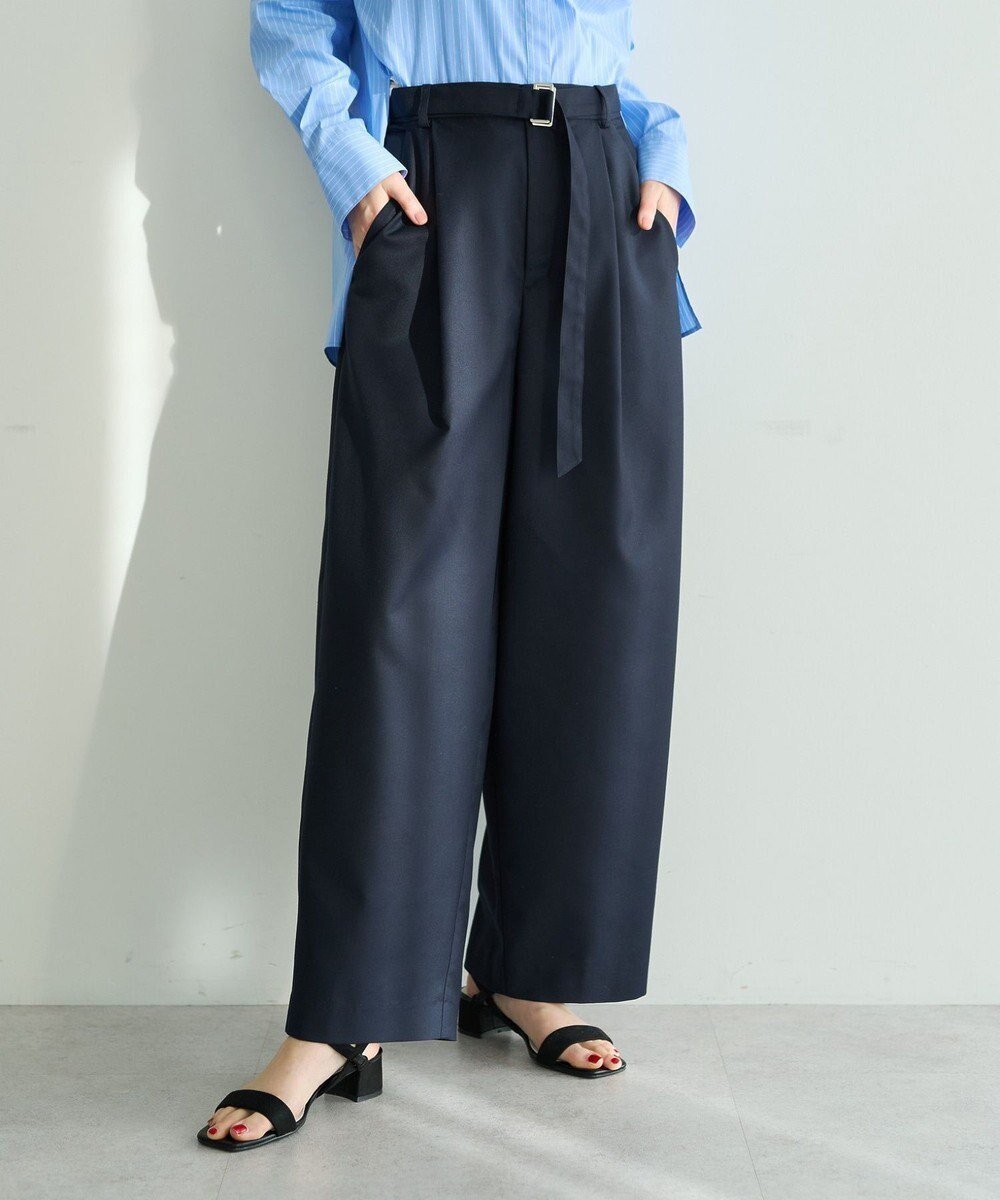 【イェッカ ヴェッカ/YECCA VECCA】のベルト付きカーヴィーパンツ インテリア・キッズ・メンズ・レディースファッション・服の通販 founy(ファニー) 　ファッション　Fashion　レディースファッション　Fashion for Women　パンツ　Pants & Trousers　ベルト&ウエストマーク　Belts & Waist Accessories　フィット　Fit, Slim Fit　フロント　Front, Front Design　ポケット　Pocket, Pocket Detail　ワイド　Wide, Wide Fit　夏　Summer　定番　Standard, Basic Item　春　Spring　S/S・春夏　SS, Spring/Summer, Warm Season　Navy|ID: prp329100004841457 ipo3291000000035284118