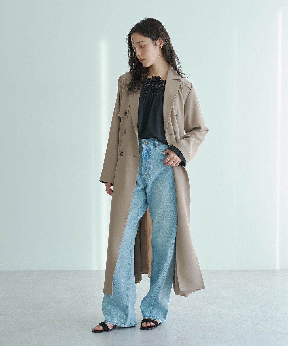 【イェッカ ヴェッカ/YECCA VECCA】の【UVカット/花粉ガード】素材MIXトレンチコート インテリア・キッズ・メンズ・レディースファッション・服の通販 founy(ファニー) 　ファッション　Fashion　レディースファッション　Fashion for Women　アウター　Coat / Outerwear Collection　コート・ロングコート・ピーコート　Long Coats, Peacoats & More　レディースジャケット・軽アウター　Jackets　トレンチコート / 春秋の定番アウター　Trench Coats　おすすめ　Recommended / Our Picks　ジャケット　Jacket, Outerwear　トレンチ　Trench, Trench Coat　プリーツ　Pleats, Pleated　ポケット　Pocket, Pocket Detail　ロング　Long, Long-Length　エレガント 上品　Elegant　夏　Summer　春　Spring　S/S・春夏　SS, Spring/Summer, Warm Season　ビジネス 仕事 通勤　Business / Work / Commuting　Beige|ID: prp329100004841463 ipo3291000000035284140