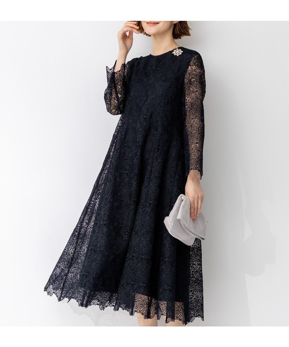 【23区/NIJYUSANKU】の【APPLAUDIR】Brocheリボンブーケレース ドレス インテリア・キッズ・メンズ・レディースファッション・服の通販 founy(ファニー) 　ファッション　Fashion　レディースファッション　Fashion for Women　ワンピース　Dresses　フォーマル・パーティードレス・結婚式用ドレス　Elegant & Casual Dresses　エレガント 上品　Elegant　春　Spring　ケミカル　Chemical, Chemical Wash　コレクション　Collection, Seasonal Line　トレンド　Trend, Trending Now　ドレス　Dress, One-Piece　手描き　Hand-Drawn, Illustrated　手編み　Hand-Knitted, Handmade Knit　パーティ　Party, Party Style　フランス　France, French　モチーフ　Motif, Design Theme　リボン　Ribbon, Bow　レース　Lace, Lace Fabric　S/S・春夏　SS, Spring/Summer, Warm Season　夏　Summer　結婚式　Wedding　2026年　2026　ネイビー系|ID: prp329100004841489 ipo3291000000035705141