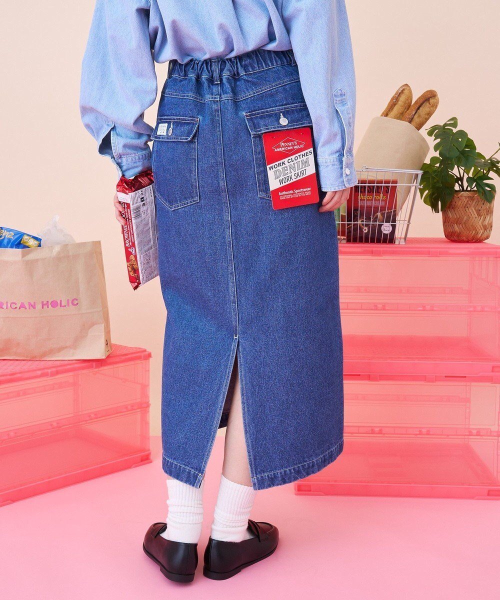 【アメリカンホリック/AMERICAN HOLIC】の【PENNEY S】デニムワークスカート インテリア・キッズ・メンズ・レディースファッション・服の通販 founy(ファニー) ファッション Fashion レディースファッション Fashion for Women スカート Skirts アメリカン American Style インディゴ Indigo Denim 春 Spring スタイリッシュ Stylish, Fashionable スリット Slit, Slit Detail セットアップ Set-Up, Coordinated Outfit ツイル Twist, Twisted Detail デニム Denim, Jeans Material ポケット Pocket, Pocket Detail S/S・春夏 SS, Spring/Summer, Warm Season 夏 Summer Indigo|ID: prp329100004841559 ipo3291000000035518106