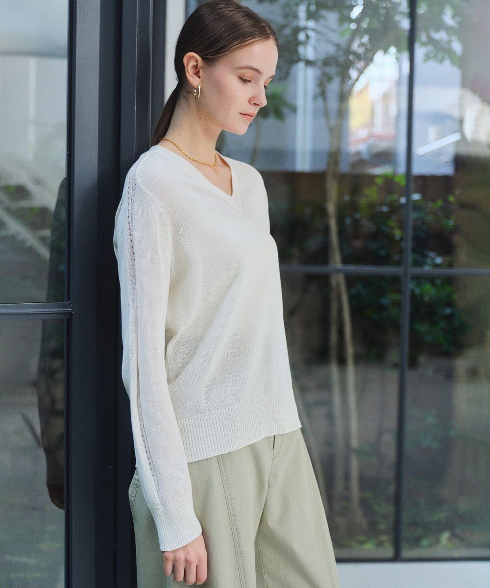 【ベイジ,/BEIGE,】のARSENOPY / コットンドライタッチ Vネックニット 人気、トレンドファッション・服の通販 founy(ファニー) ファッション Fashion レディースファッション Fashion for Women トップス・カットソー Cut & Sew Tops ニット Knit Tops & Sweaters Vネックトップス V-Neck Tops / V-Cut Neckline Shirts アイレット Eyelet Lace インナー Innerwear 春 Spring ジャケット Jacket, Outerwear ストレート Straight, Straight Cut セーター Sweater, Knitwear デニム Denim, Jeans Material ロング Long, Long-Length ワイド Wide, Wide Fit S/S・春夏 SS, Spring/Summer, Warm Season 夏 Summer エレガント 上品 Elegant ビジネス 仕事 通勤 Business / Work / Commuting other-1|ID: prp329100004841569 ipo3291000000035575496