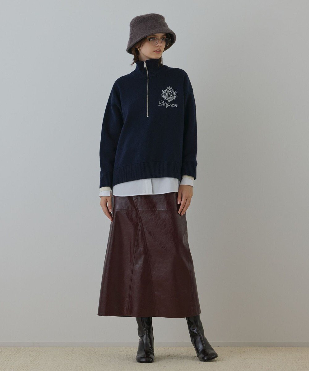 【グレース コンチネンタル/GRACE CONTINENTAL】のハーフジップニットトップ インテリア・キッズ・メンズ・レディースファッション・服の通販 founy(ファニー) 　ファッション　Fashion　レディースファッション　Fashion for Women　トップス・カットソー　Cut & Sew Tops　ニット　Knit Tops & Sweaters　おすすめ　Recommended / Our Picks　ショルダー　Shoulder, Shoulder Strap　セーター　Sweater, Knitwear　ドロップ　Drop Shoulder, Dropped Style　ワイド　Wide, Wide Fit　A/W・秋冬　Autumn/Winter　ネイビー|ID: prp329100004841594 ipo3291000000036323079