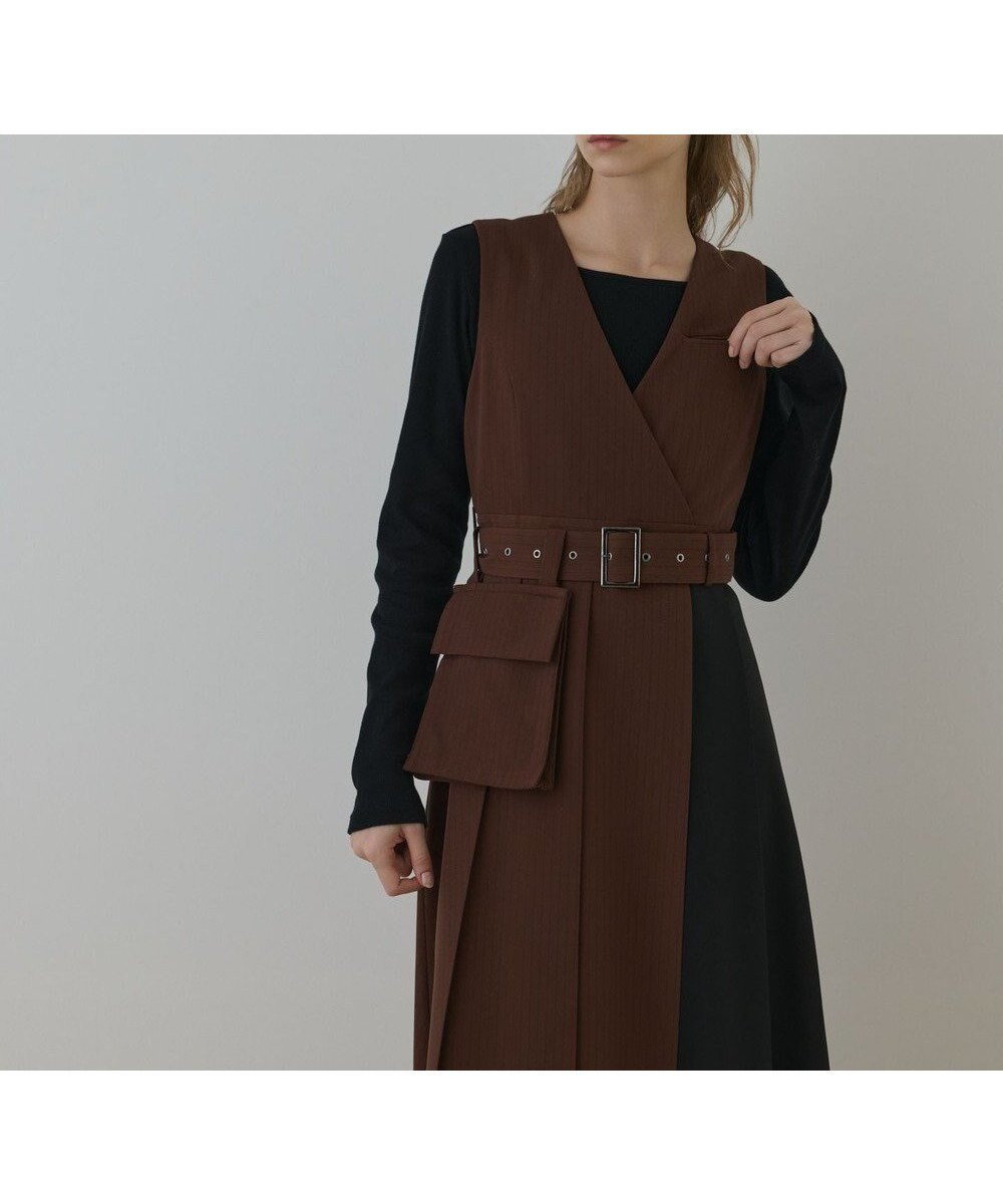 【グレース コンチネンタル/GRACE CONTINENTAL】のプリーツジャンパースカート インテリア・キッズ・メンズ・レディースファッション・服の通販 founy(ファニー) 　ファッション　Fashion　レディースファッション　Fashion for Women　スカート　Skirts　カットソー　Cut and Sewn Top　スーツ　Suit, Formalwear　ハイネック　High Neck, Mock Neck　プリーツ　Pleats, Pleated　ポケット　Pocket, Pocket Detail　エレガント 上品　Elegant　A/W・秋冬　Autumn/Winter　ブラウン|ID: prp329100004841599 ipo3291000000036034572