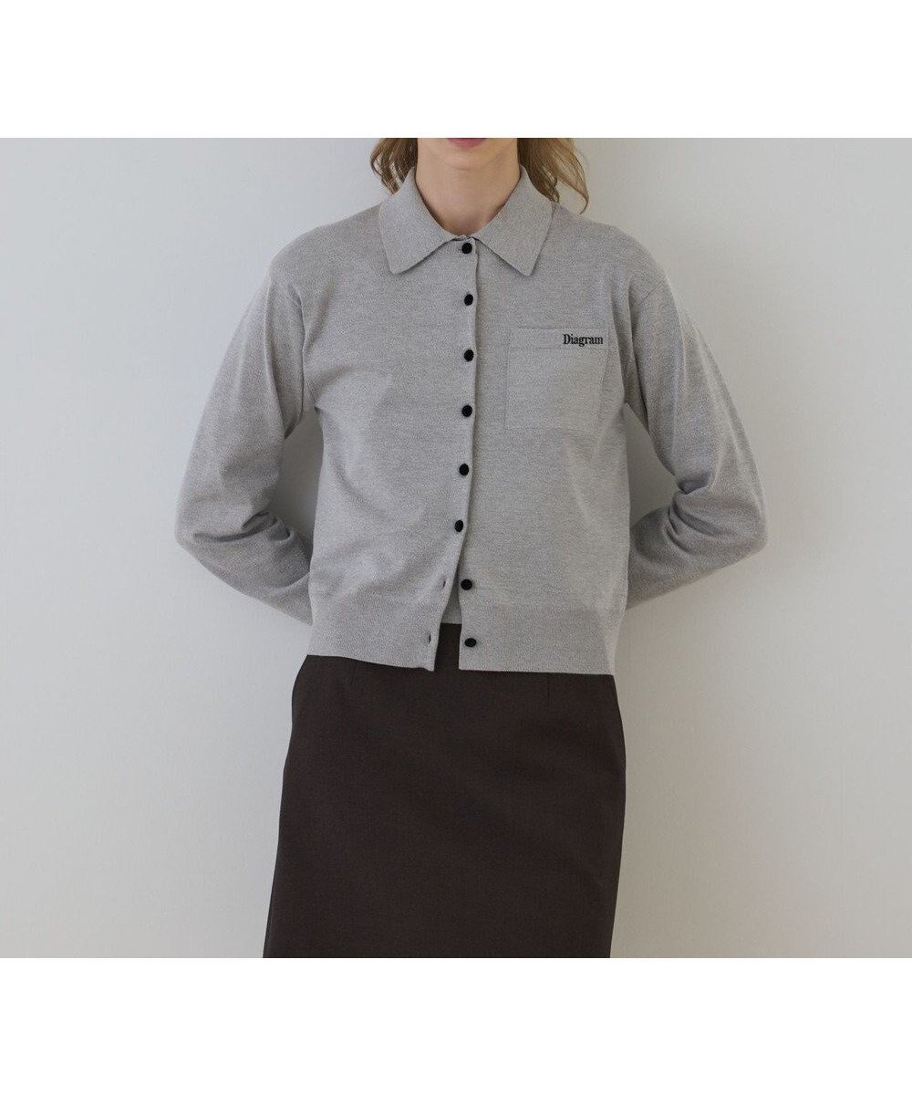 【グレース コンチネンタル/GRACE CONTINENTAL】のバイカラーロゴニットカーディガン インテリア・キッズ・メンズ・レディースファッション・服の通販 founy(ファニー) 　ファッション　Fashion　レディースファッション　Fashion for Women　トップス・カットソー　Cut & Sew Tops　ニット　Knit Tops & Sweaters　カーディガン・羽織り　Layered Style Cardigans　アンサンブル　Ensemble Set　カーディガン　Cardigan, Knitwear　モダン　Modern, Contemporary　エレガント 上品　Elegant　定番　Standard, Basic Item　A/W・秋冬　Autumn/Winter　グレー|ID: prp329100004841600 ipo3291000000035799308