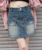 【ウィゴー/WEGO】のヴィンテージウォッシュカーゴミニスカート デニム中濃加工色|ID: prp329100004841666 ipo3291000000035523311