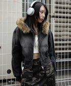 【ウィゴー/WEGO】のファーフードデニムショートブルゾン デニムブラック|ID: prp329100004841667 ipo3291000000035807143