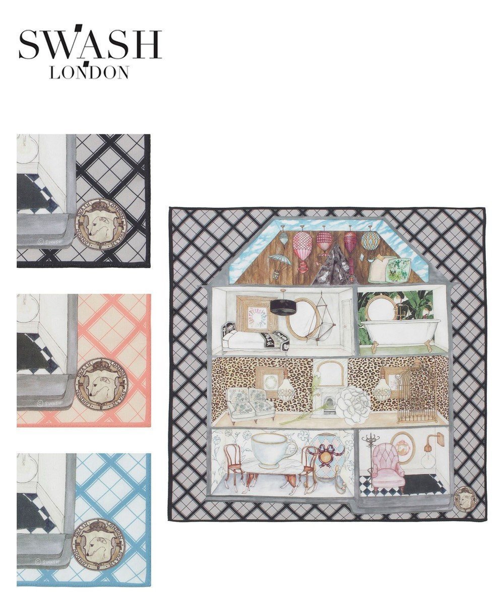 【ムーンバット/MOONBAT】のSWASH LONDON(スウォッシュロンドン) コットンハンカチーフ DOLLSHOUSE SURREALIST 52×52 日本製 人気、トレンドファッション・服の通販 founy(ファニー) 　ファッション　Fashion　レディースファッション　Fashion for Women　アニマル　Animal Print　エレガント 上品　Elegant　スカーフ　Scarf, Neckwear　チェック　Check, Plaid, Tartan　バンダナ　Bandana, Head Scarf　フラワー　Flower, Floral　プリント　Print, Printed Pattern　モダン　Modern, Contemporary　モチーフ　Motif, Design Theme　ロンドン　London Style, British Inspired　日本製　Made In Japan　 other-1|ID: prp329100004841748 ipo3291000000035853831