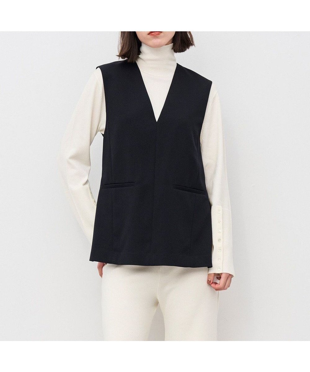 【アンクレイヴ/uncrave】のウォッシャブルウールライクツイル ジレ インテリア・キッズ・メンズ・レディースファッション・服の通販 founy(ファニー) 　ファッション　Fashion　レディースファッション　Fashion for Women　アウター　Coat / Outerwear Collection　トップス・カットソー　Cut & Sew Tops　ベスト&ジレ / 重ね着スタイル　Vests & Gilets　シェイプ　Shape, Slim Fit　シャンブレー　Chambray, Denim-Like Fabric　ジャケット　Jacket, Outerwear　スリット　Slit, Slit Detail　ツイル　Twist, Twisted Detail　定番　Standard, Basic Item　ベスト　Vest, Waistcoat　レギュラー　Regular, Standard Fit　ワイド　Wide, Wide Fit　A/W・秋冬　Autumn/Winter　ダークネイビー|ID: prp329100004841778 ipo3291000000035664859