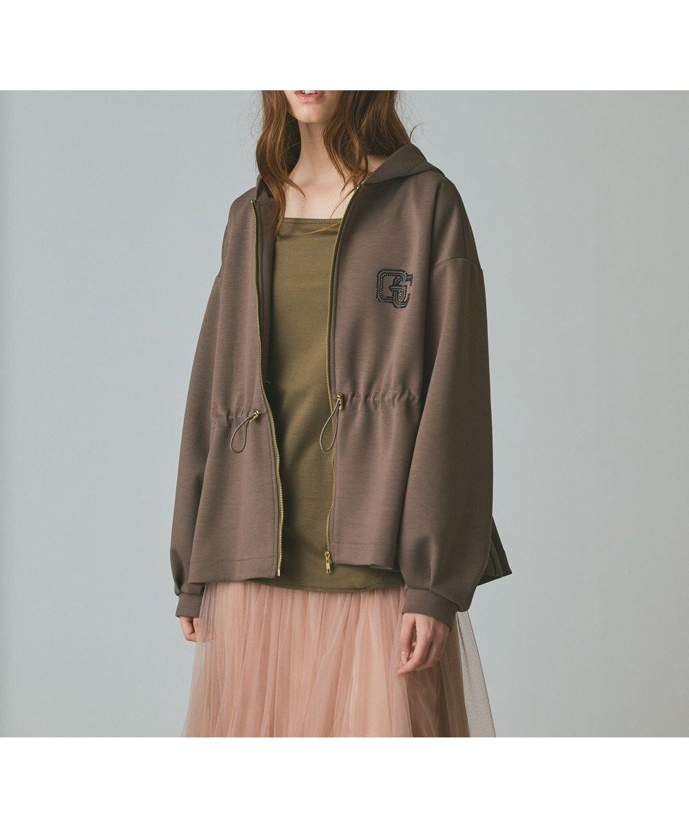 【グレース コンチネンタル/GRACE CONTINENTAL】のロゴドロストフーディ インテリア・キッズ・メンズ・レディースファッション・服の通販 founy(ファニー) 　ファッション　Fashion　レディースファッション　Fashion for Women　トップス・カットソー　Cut & Sew Tops　レディースパーカー・カジュアルフーディー　Casual Hoodies & Sweatshirts　ストリング　String, Drawstring　パーカー　Hoodie, Parka　フィット　Fit, Slim Fit　ペプラム　Peplum, Flared Hem　ボンディング　Bonding, Bonded Fabric　リュクス　Luxury, Elegant, High-End, Chic　A/W・秋冬　Autumn/Winter　カーキ|ID: prp329100004841796 ipo3291000000035462101