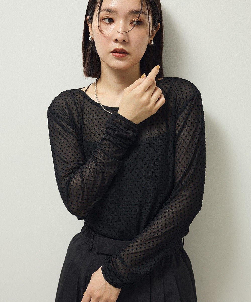【グリーンパークス/Green Parks】の・ANDSEARCH ドットチュールロンTEE インテリア・キッズ・メンズ・レディースファッション・服の通販 founy(ファニー) ファッション Fashion レディースファッション Fashion for Women トップス・カットソー Cut & Sew Tops シャツ・ブラウス・オフィスカジュアル Elegant Blouses & Button-Ups ロングTシャツ・Tシャツ Longline T-Shirts & Tees カットソー・ベーシックTシャツ Cut-and-Sewn Tops / Stretch Tees & Basics おすすめ Recommended / Our Picks カットソー Cut and Sewn Top シアー Sheer, See-Through スラックス Slacks, Dress Pants デニム Denim, Jeans Material ビスチェ Bustier, Corset Top フィット Fit, Slim Fit ポケット Pocket, Pocket Detail ミックス Mix, Mixed Style ロング Long, Long-Length A/W・秋冬 Autumn/Winter Black|ID: prp329100004841833 ipo3291000000035462495