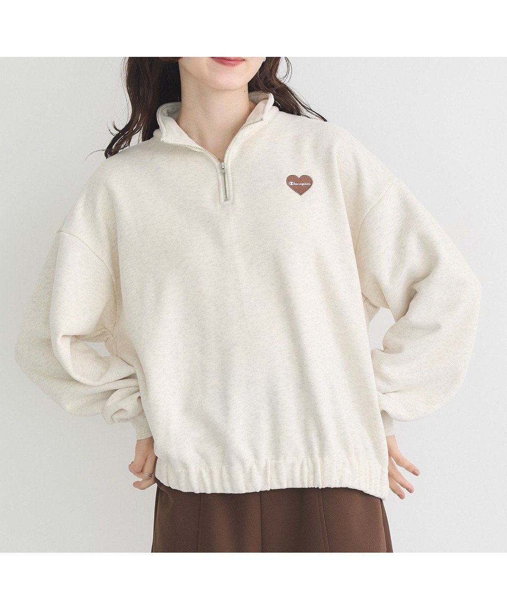 【アースミュージックアンドエコロジー/earth music&ecology】のChampion×emaeハーフジップハートスウェット 人気、トレンドファッション・服の通販 founy(ファニー) 　ファッション　Fashion　レディースファッション　Fashion for Women　トップス・カットソー　Cut & Sew Tops　レディースパーカー・カジュアルフーディー　Casual Hoodies & Sweatshirts　スウェット・クルーネックトップス　Sweatshirts & Crewnecks / Relaxed Fit Sweat Tops　ウォッシュ　Washed Finish　スウェット / スエット　Sweatshirt, Sweatwear　フィット　Fit, Slim Fit　ボトム　Bottoms, Lower Wear　ポケット　Pocket, Pocket Detail　リラックス　Relax, Relaxed Fit　人気　Popular, Best Seller　別注　Limited Edition, Custom Order　A/W・秋冬　Autumn/Winter　 other-1|ID: prp329100004841838 ipo3291000000035853259