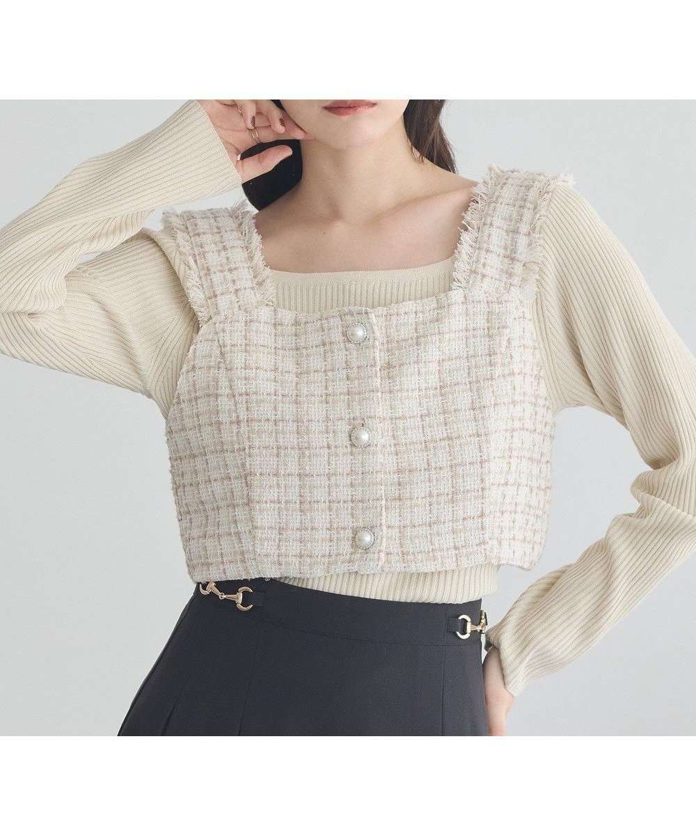 【アースミュージックアンドエコロジー/earth music&ecology】の【セットアップ可】フリンジツイードビスチェ 人気、トレンドファッション・服の通販 founy(ファニー) 　ファッション　Fashion　レディースファッション　Fashion for Women　アウター　Coat / Outerwear Collection　トップス・カットソー　Cut & Sew Tops　ベスト&ジレ / 重ね着スタイル　Vests & Gilets　ビスチェ　Bustiers & Corset Tops / Layered Bustier Style　セットアップ　Matching Sets　レディーストップス・ブラウス　Tops & Blouses / Assorted Women's Tops　おすすめ　Recommended / Our Picks　セットアップ　Set-Up, Coordinated Outfit　タートルネック　Turtleneck, High Neck　フェミニン　Feminine, Girly　ベスト　Vest, Waistcoat　ポケット　Pocket, Pocket Detail　エレガント 上品　Elegant　A/W・秋冬　Autumn/Winter　 other-1|ID: prp329100004841839 ipo3291000000035285590