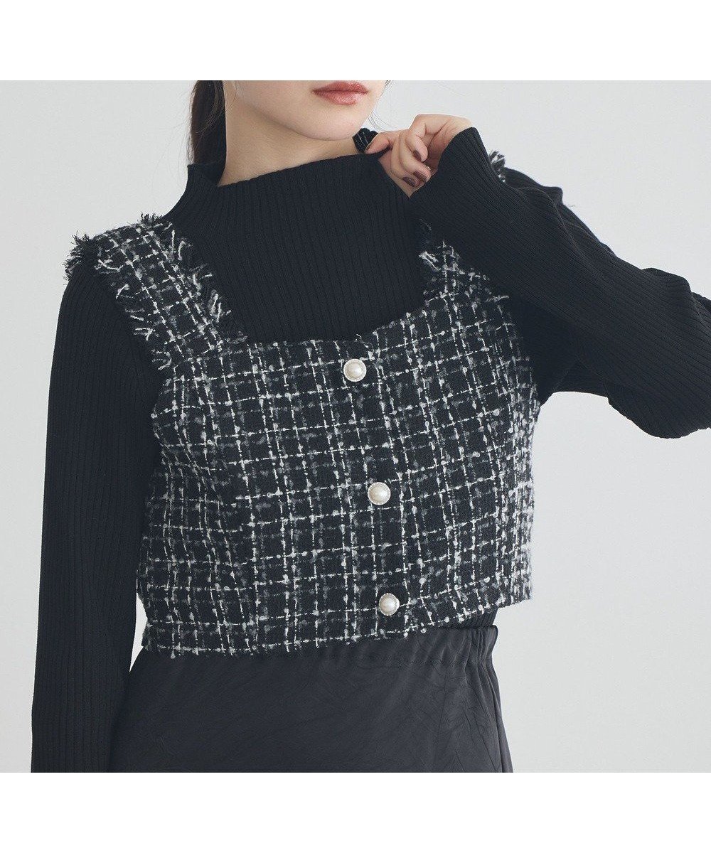【アースミュージックアンドエコロジー/earth music&ecology】の【セットアップ可】フリンジツイードビスチェ インテリア・キッズ・メンズ・レディースファッション・服の通販 founy(ファニー) 　ファッション　Fashion　レディースファッション　Fashion for Women　アウター　Coat / Outerwear Collection　トップス・カットソー　Cut & Sew Tops　ベスト&ジレ / 重ね着スタイル　Vests & Gilets　ビスチェ　Bustiers & Corset Tops / Layered Bustier Style　セットアップ　Matching Sets　レディーストップス・ブラウス　Tops & Blouses / Assorted Women's Tops　おすすめ　Recommended / Our Picks　セットアップ　Set-Up, Coordinated Outfit　タートルネック　Turtleneck, High Neck　フェミニン　Feminine, Girly　ベスト　Vest, Waistcoat　ポケット　Pocket, Pocket Detail　エレガント 上品　Elegant　A/W・秋冬　Autumn/Winter　Black|ID: prp329100004841839 ipo3291000000035285592