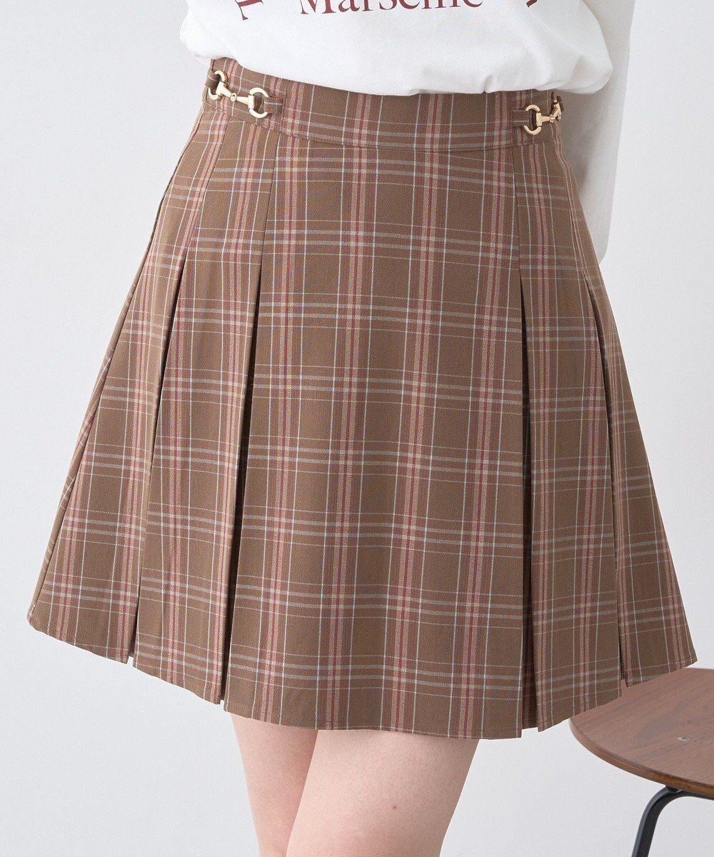 【アースミュージックアンドエコロジー/earth music&ecology】の【セットアップ可】ビット付きミニスカート インテリア・キッズ・メンズ・レディースファッション・服の通販 founy(ファニー) 　ファッション　Fashion　レディースファッション　Fashion for Women　セットアップ　Matching Sets　スカート・ミニ/ミディ/マキシ　Skirts / Mini, Midi & Maxi Skirts　スカート　Skirts　ミニスカート　Mini Skirts　コンパクト　Compact, Small Size　セットアップ　Set-Up, Coordinated Outfit　チェック　Check, Plaid, Tartan　フレア　Flare, Flared　プリーツ　Pleats, Pleated　ポケット　Pocket, Pocket Detail　ミニスカート　Mini Skirt, Short Skirt　メタル　Metal, Metal Parts　A/W・秋冬　Autumn/Winter　Check Brown|ID: prp329100004841840 ipo3291000000035853313