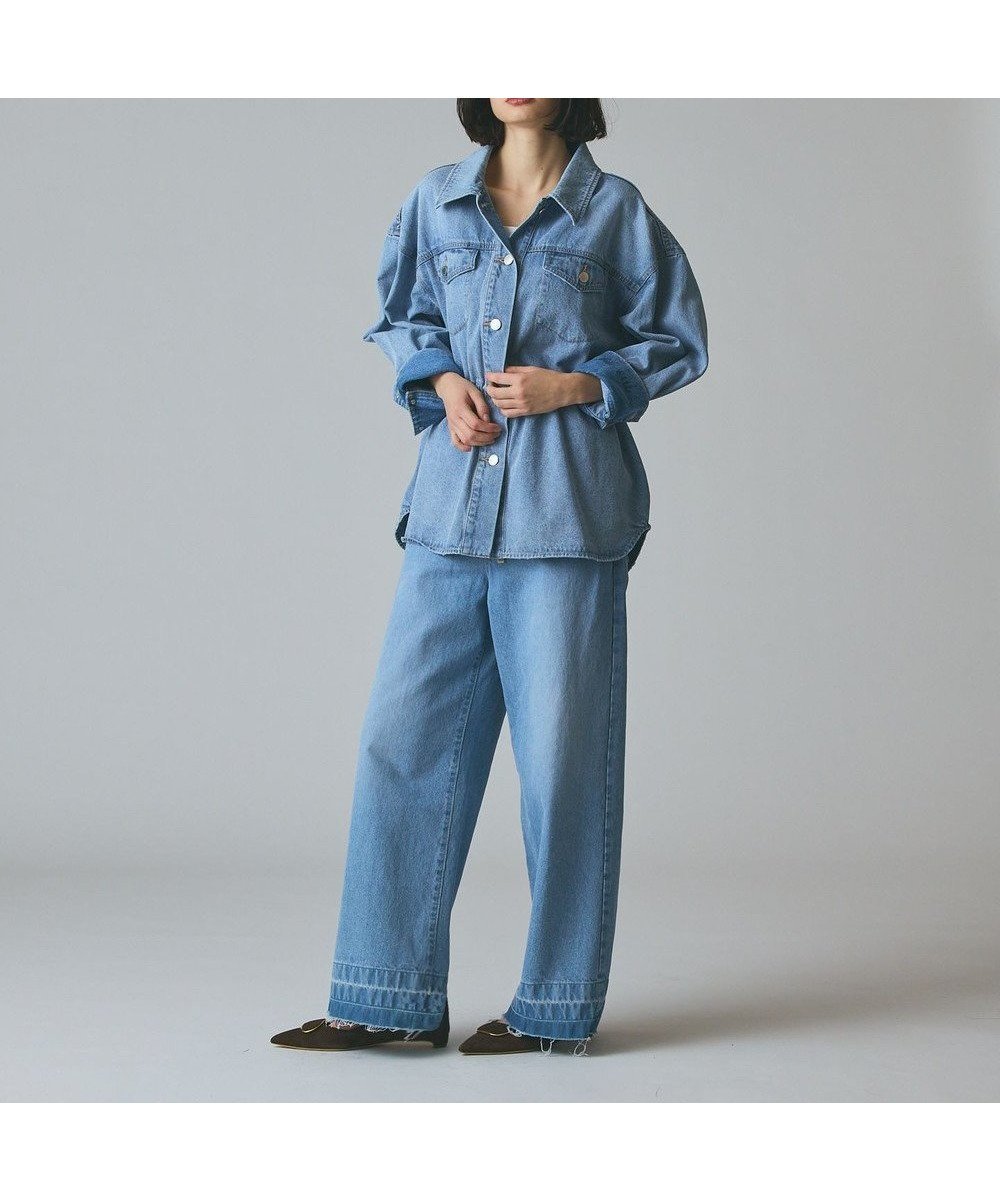 【グレース コンチネンタル/GRACE CONTINENTAL】のコンビデニムイージーパンツ インテリア・キッズ・メンズ・レディースファッション・服の通販 founy(ファニー) 　ファッション　Fashion　レディースファッション　Fashion for Women　パンツ　Pants & Trousers　デニムパンツ・ジーンズ・美脚デニム　Denim Jeans & Pants　サテン　Satin, Glossy Fabric　デニム　Denim, Jeans Material　ドッキング　Docking, Mixed Material　今季　This Season, Current Season　A/W・秋冬　Autumn/Winter　サックス|ID: prp329100004841848 ipo3291000000035832241