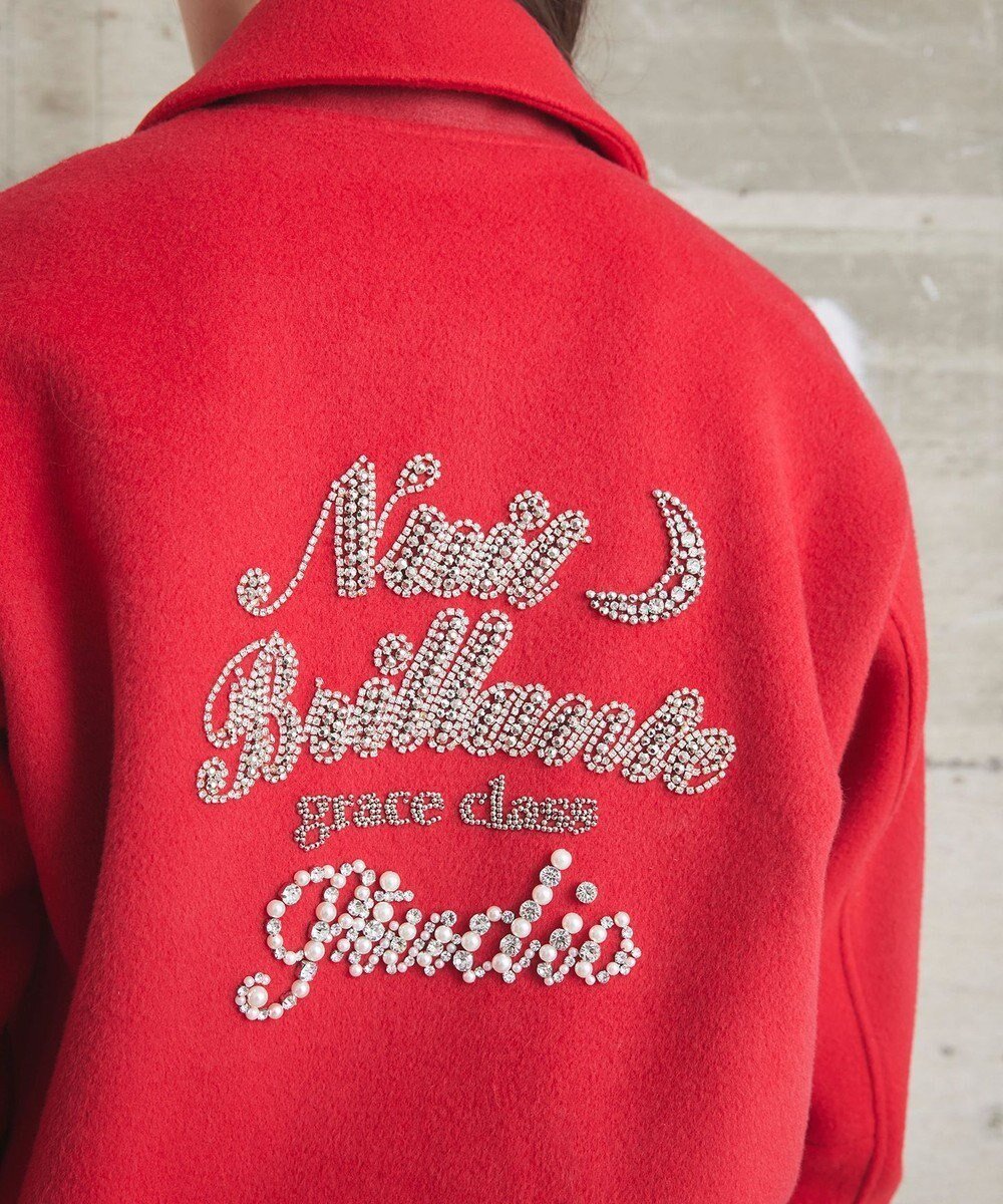 【グレース コンチネンタル/GRACE CONTINENTAL】のバーシティembジャケット インテリア・キッズ・メンズ・レディースファッション・服の通販 founy(ファニー) 　ファッション　Fashion　レディースファッション　Fashion for Women　アウター　Coat / Outerwear Collection　レディースジャケット・軽アウター　Jackets　ジャケット　Jacket, Outerwear　パッチ　Patch, Appliqué　ビジュー　Bijou, Jewel-like Accent　ラグジュアリー　Luxury, Elegant　リュクス　Luxury, Elegant, High-End, Chic　今季　This Season, Current Season　A/W・秋冬　Autumn/Winter　レッド|ID: prp329100004841864 ipo3291000000035832616