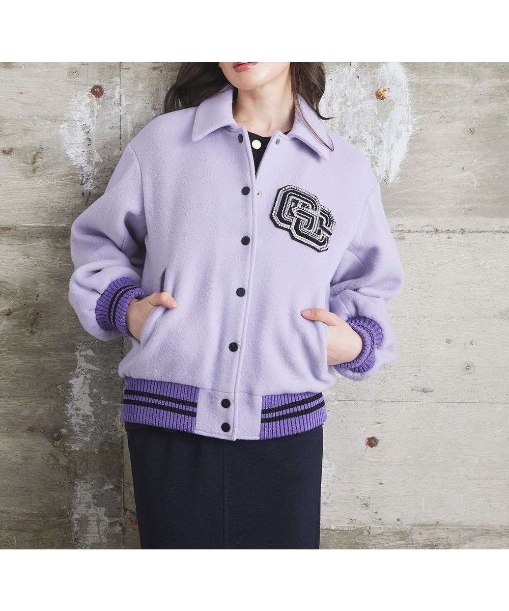 【グレース コンチネンタル/GRACE CONTINENTAL】のバーシティembジャケット インテリア・キッズ・メンズ・レディースファッション・服の通販 founy(ファニー) 　ファッション　Fashion　レディースファッション　Fashion for Women　アウター　Coat / Outerwear Collection　レディースジャケット・軽アウター　Jackets　ジャケット　Jacket, Outerwear　パッチ　Patch, Appliqué　ビジュー　Bijou, Jewel-like Accent　ラグジュアリー　Luxury, Elegant　リュクス　Luxury, Elegant, High-End, Chic　今季　This Season, Current Season　A/W・秋冬　Autumn/Winter　パープル|ID: prp329100004841864 ipo3291000000035832618