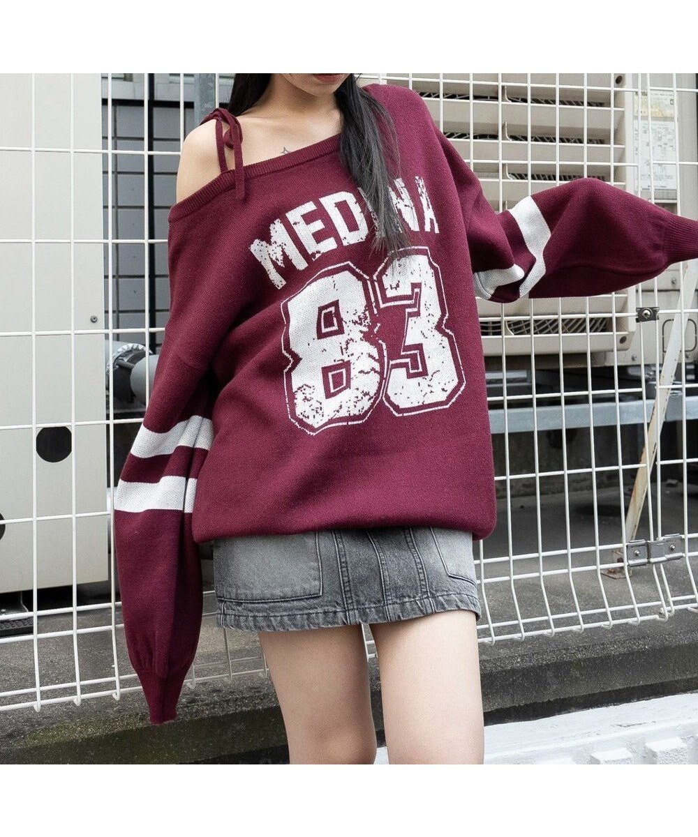 【ウィゴー/WEGO】の【2025年秋冬新作】2WAYグラフィックワンショルBIGニット インテリア・キッズ・メンズ・レディースファッション・服の通販 founy(ファニー) 　ファッション　Fashion　レディースファッション　Fashion for Women　トップス・カットソー　Cut & Sew Tops　ニット　Knit Tops & Sweaters　グラフィック　Graphic, Graphic Design　コンパクト　Compact, Small Size　ショルダー　Shoulder, Shoulder Strap　スマホ　Smartphone, Mobile Device　セーター　Sweater, Knitwear　デニム　Denim, Jeans Material　長袖　Long Sleeve, Full Sleeve　バランス　Balance, Style Balance　ミニスカート　Mini Skirt, Short Skirt　ルーズ　Loose, Oversized　ワイド　Wide, Wide Fit　ワンショル　One Shoulder, Asymmetrical　A/W・秋冬　Autumn/Winter　柄1|ID: prp329100004841899 ipo3291000000035807758