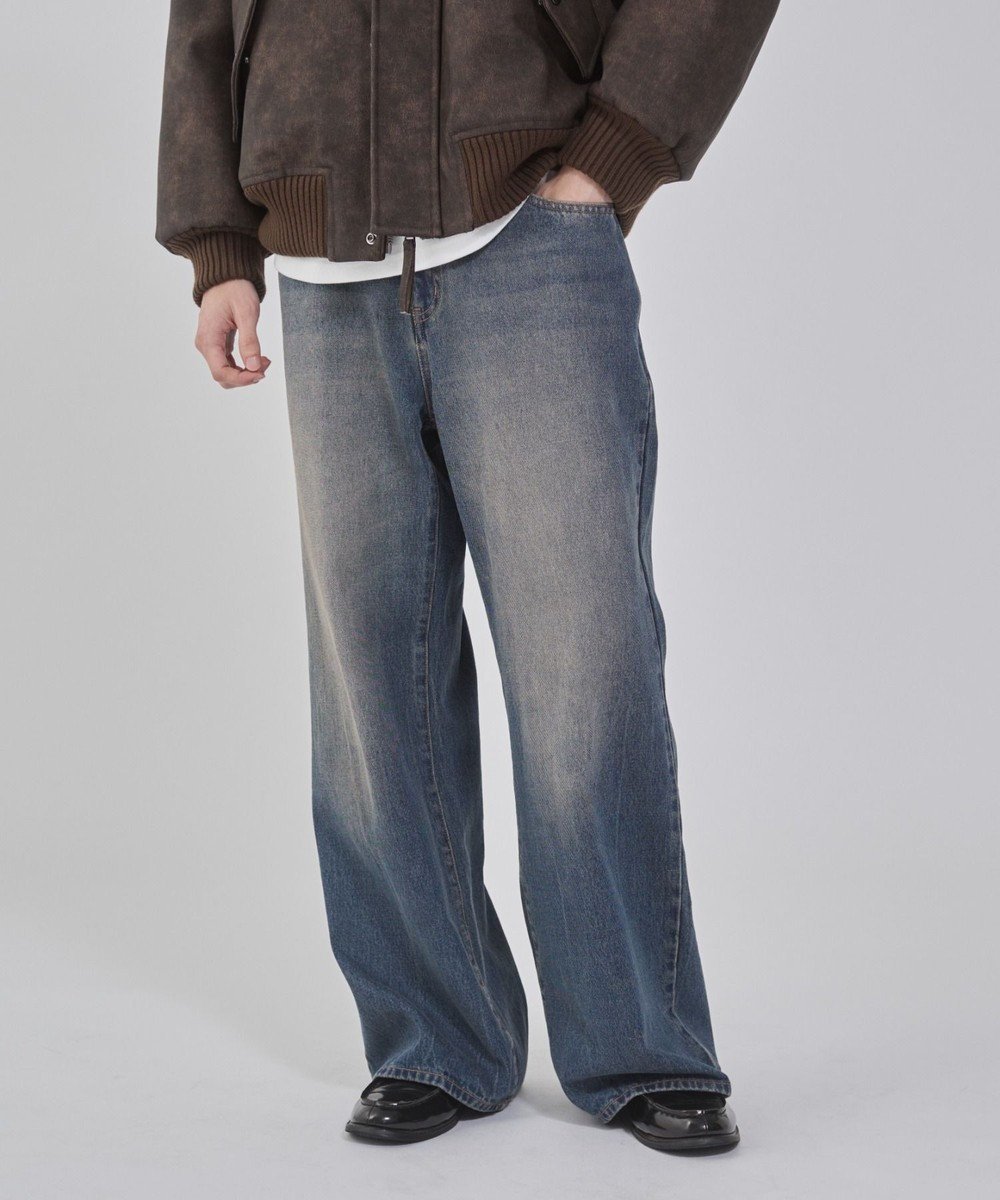 【ウィゴー/WEGO】の【ユニセックス着用ITEM/ウエスト調整可】フレアデニムパンツ インテリア・キッズ・メンズ・レディースファッション・服の通販 founy(ファニー) 　ファッション　Fashion　レディースファッション　Fashion for Women　パンツ　Pants & Trousers　デニムパンツ・ジーンズ・美脚デニム　Denim Jeans & Pants　春　Spring　コンパクト　Compact, Small Size　シンプル　Simple, Minimal　スマホ　Smartphone, Mobile Device　デニム　Denim, Jeans Material　フレア　Flare, Flared　ワイド　Wide, Wide Fit　A/W・秋冬　Autumn/Winter　夏　Summer　デニム中濃加工色|ID: prp329100004841905 ipo3291000000035644718