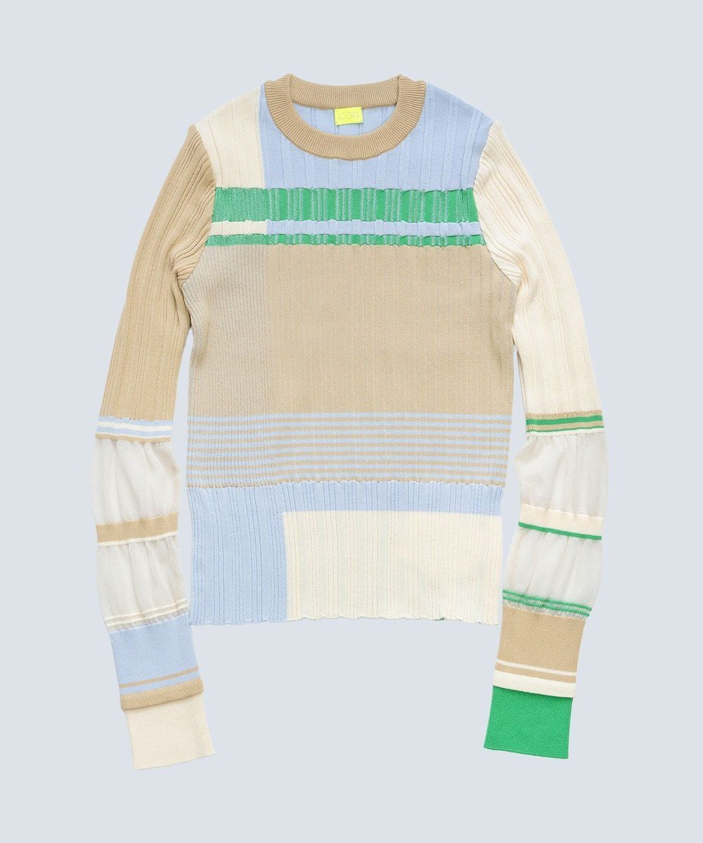 【コキュウ/COQ】のFLAG カラーブロックリブニット インテリア・キッズ・メンズ・レディースファッション・服の通販 founy(ファニー) 　ファッション　Fashion　レディースファッション　Fashion for Women　トップス・カットソー　Cut & Sew Tops　ニット　Knit Tops & Sweaters　コレクション　Collection, Seasonal Line　シアー　Sheer, See-Through　ストレッチ　Stretch, Stretchy Fabric　セーター　Sweater, Knitwear　バランス　Balance, Style Balance　ブロック　Block, Solid Block Pattern　ベスト　Vest, Waistcoat　A/W・秋冬　Autumn/Winter　犬　Dog　ベージュ|ID: prp329100004841914 ipo3291000000035808073