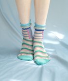 【コキュウ/COQ】のWAVE ECHO シアーボーダーソックス スカイブルー|ID: prp329100004841921 ipo3291000000035808213