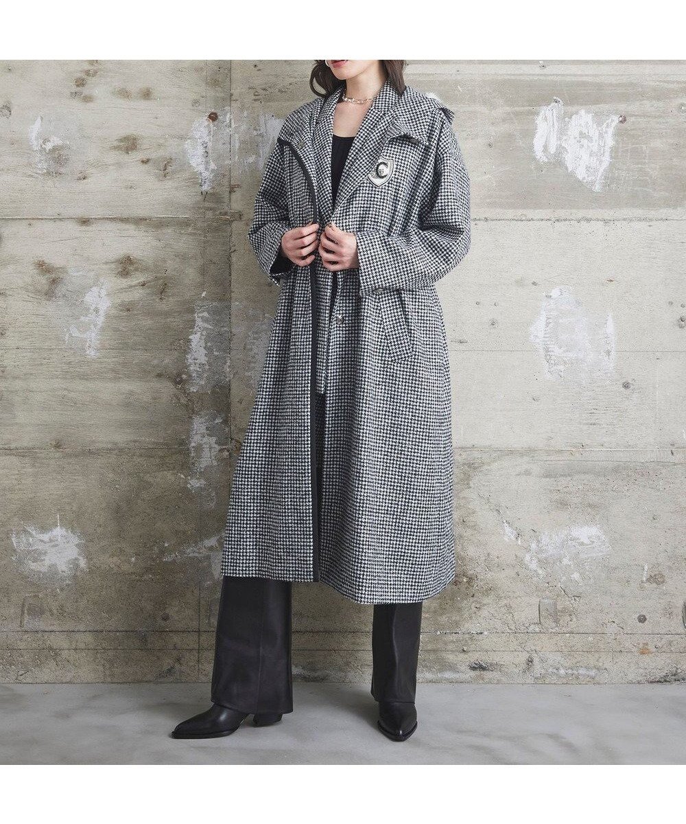 【グレース コンチネンタル/GRACE CONTINENTAL】のオーバーサイズ千鳥コート インテリア・キッズ・メンズ・レディースファッション・服の通販 founy(ファニー) 　ファッション　Fashion　レディースファッション　Fashion for Women　アウター　Coat / Outerwear Collection　コート・ロングコート・ピーコート　Long Coats, Peacoats & More　レディースジャケット・軽アウター　Jackets　イタリア　Italy　エアリー　Airy Texture　秋　Autumn　ジャケット　Jacket, Outerwear　セットアップ　Set-Up, Coordinated Outfit　チェック　Check, Plaid, Tartan　ハーフ　Half, Half-Length　ビジュー　Bijou, Jewel-like Accent　リュクス　Luxury, Elegant, High-End, Chic　A/W・秋冬　Autumn/Winter　おすすめ　Recommended / Our Picks　ブラック|ID: prp329100004841993 ipo3291000000035833494