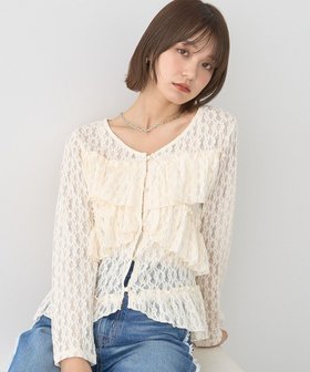 【アースミュージックアンドエコロジー/earth music&ecology】のレースフリルメローカーディガン 人気、トレンドファッション・服の通販 founy(ファニー) ファッション Fashion レディースファッション Fashion for Women トップス・カットソー Cut & Sew Tops カーディガン・羽織り Layered Style Cardigans おすすめ Recommended / Our Picks カーディガン Cardigan, Knitwear デニム Denim, Jeans Material フィット Fit, Slim Fit フェミニン Feminine, Girly フリル Frill, Ruffle ヘムライン Hemline, Bottom Cut ポケット Pocket, Pocket Detail レース Lace, Lace Fabric A/W・秋冬 Autumn/Winter |ID:prp329100004842062