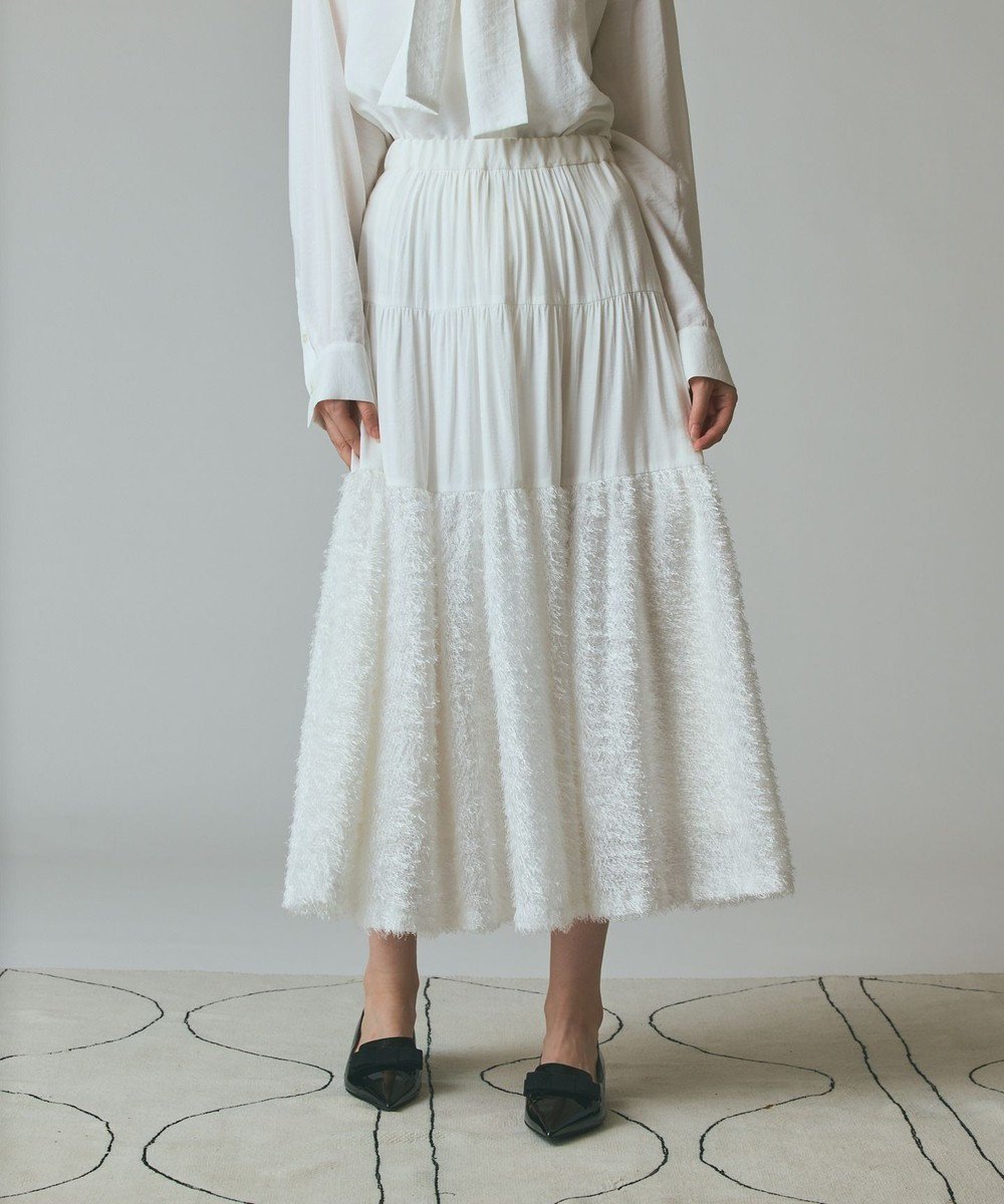 【グレース コンチネンタル/GRACE CONTINENTAL】のフェザージャガードコンビスカート インテリア・キッズ・メンズ・レディースファッション・服の通販 founy(ファニー) 　ファッション　Fashion　レディースファッション　Fashion for Women　スカート　Skirts　セットアップ　Set-Up, Coordinated Outfit　フェザーヤーン　Feather Yarn, Fluffy Yarn　ベーシック　Basic, Essential　秋　Autumn　A/W・秋冬　Autumn/Winter　キナリ|ID: prp329100004842073 ipo3291000000035809740