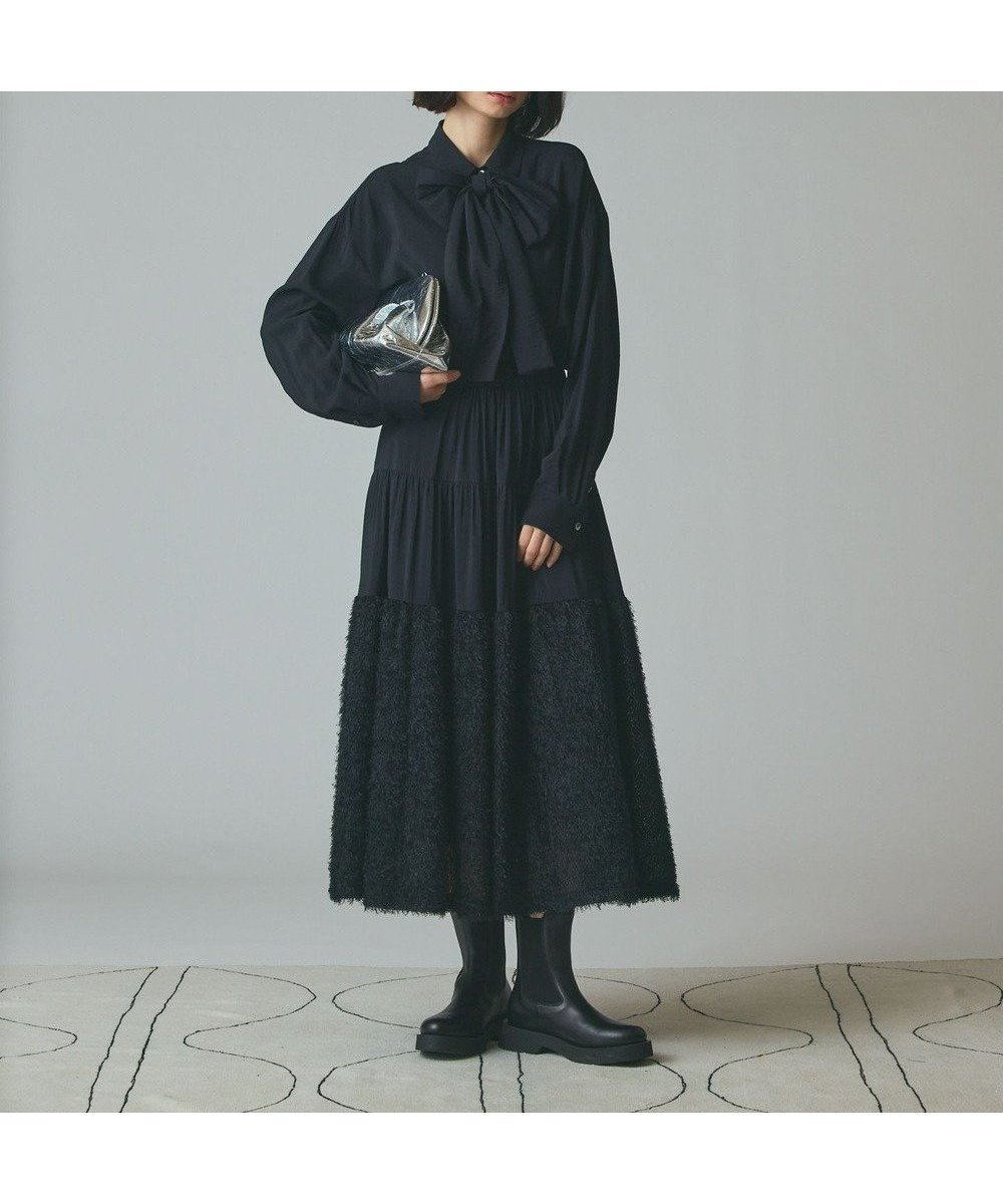 【グレース コンチネンタル/GRACE CONTINENTAL】のフェザージャガードコンビスカート インテリア・キッズ・メンズ・レディースファッション・服の通販 founy(ファニー) 　ファッション　Fashion　レディースファッション　Fashion for Women　スカート　Skirts　セットアップ　Set-Up, Coordinated Outfit　フェザーヤーン　Feather Yarn, Fluffy Yarn　ベーシック　Basic, Essential　秋　Autumn　A/W・秋冬　Autumn/Winter　ブラック|ID: prp329100004842073 ipo3291000000035809742