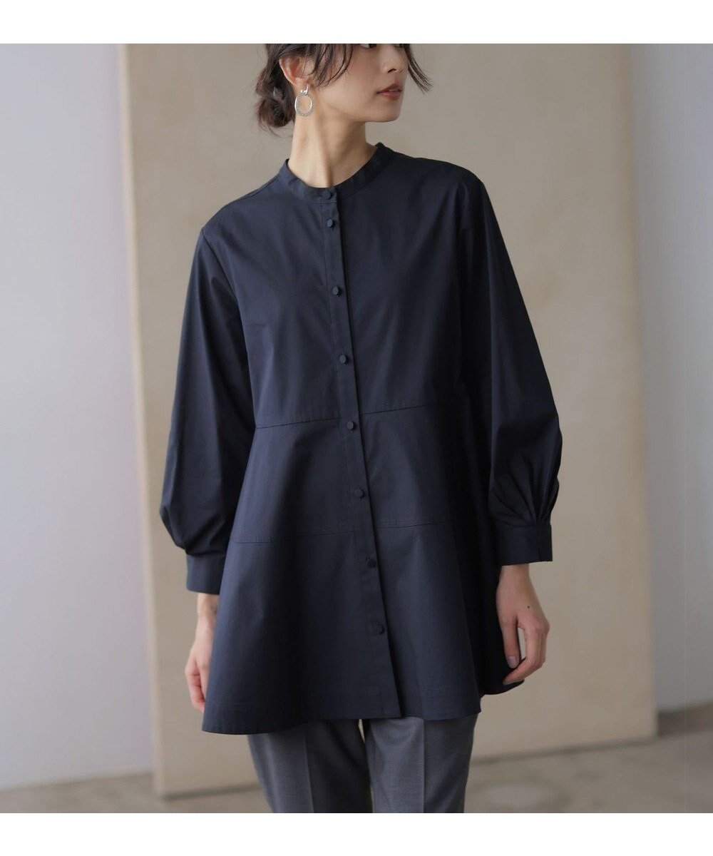 【組曲/KUMIKYOKU】の【前後着用可】コンパクトシャーティング チュニックブラウス 人気、トレンドファッション・服の通販 founy(ファニー) 　ファッション　Fashion　レディースファッション　Fashion for Women　トップス・カットソー　Cut & Sew Tops　シャツ・ブラウス・オフィスカジュアル　Elegant Blouses & Button-Ups　シンプル　Simple, Minimal　スタンド　Stand Collar, Upright Stand　ストライプ　Stripe, Striped Pattern　ストレッチ　Stretch, Stretchy Fabric　チュニック　Tunic, Long Top　フレア　Flare, Flared　エレガント 上品　Elegant　無地　Plain, Solid Color　A/W・秋冬　Autumn/Winter　 other-1|ID: prp329100004842134 ipo3291000000035545490