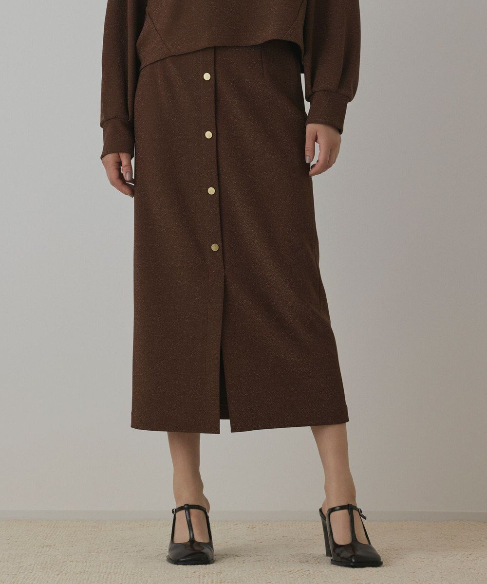 【グレース コンチネンタル/GRACE CONTINENTAL】のラメカットスカート インテリア・キッズ・メンズ・レディースファッション・服の通販 founy(ファニー) 　ファッション　Fashion　レディースファッション　Fashion for Women　スカート　Skirts　おすすめ　Recommended / Our Picks　スリット　Slit, Slit Detail　セットアップ　Set-Up, Coordinated Outfit　フロント　Front, Front Design　メタル　Metal, Metal Parts　今季　This Season, Current Season　A/W・秋冬　Autumn/Winter　ブラウン|ID: prp329100004842202 ipo3291000000035834453