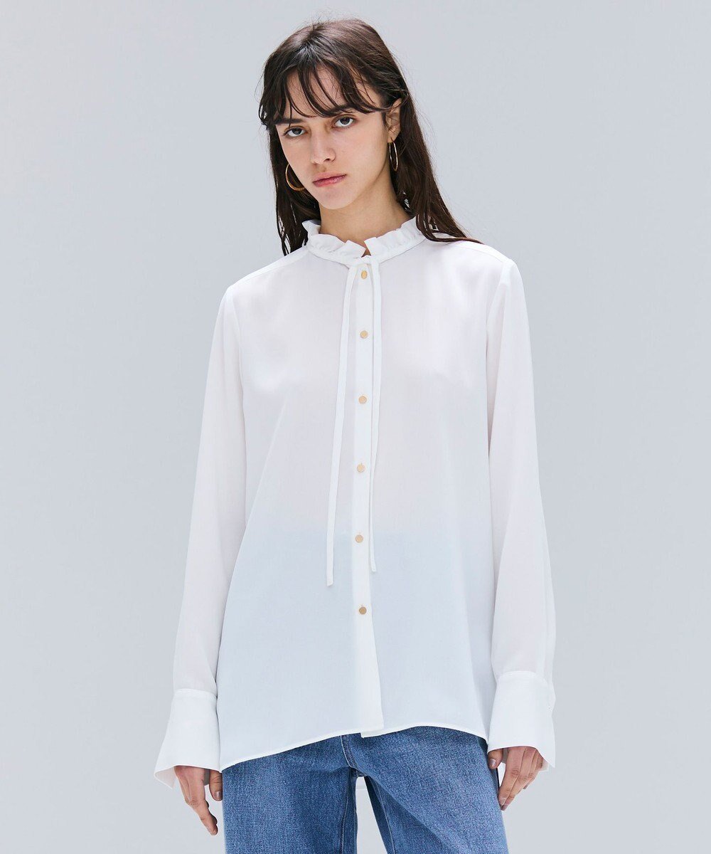 【ベイジ,/BEIGE,】の【洗える】STOW / フリルタイブラウス インテリア・キッズ・メンズ・レディースファッション・服の通販 founy(ファニー) ファッション Fashion レディースファッション Fashion for Women トップス・カットソー Cut & Sew Tops シャツ・ブラウス・オフィスカジュアル Elegant Blouses & Button-Ups インナー Innerwear 春 Spring 洗える Machine Washable ジャケット Jacket, Outerwear ジョーゼット Georgette, Semi-Sheer Fabric とろみ Fluid, Flowy Fabric ダウン Down, Puffer デニム Denim, Jeans Material 定番 Standard, Basic Item 人気 Popular, Best Seller フリル Frill, Ruffle フロント Front, Front Design リボン Ribbon, Bow 冬 Winter / This Winter A/W・秋冬 Autumn/Winter エレガント 上品 Elegant Ecru|ID: prp329100004842248 ipo3291000000035287124